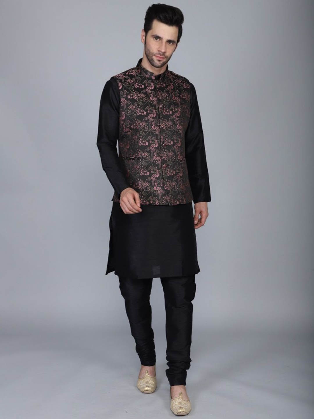 Ethluxis Mandarin Collar Jacquard Weave Straight Kurta with Pyjama & Nehru Jacket, Pink
Ethluxis Mandarin Collar Jacquard Weave Straight Kurta with Pyjama & Nehru Jacket, Pink