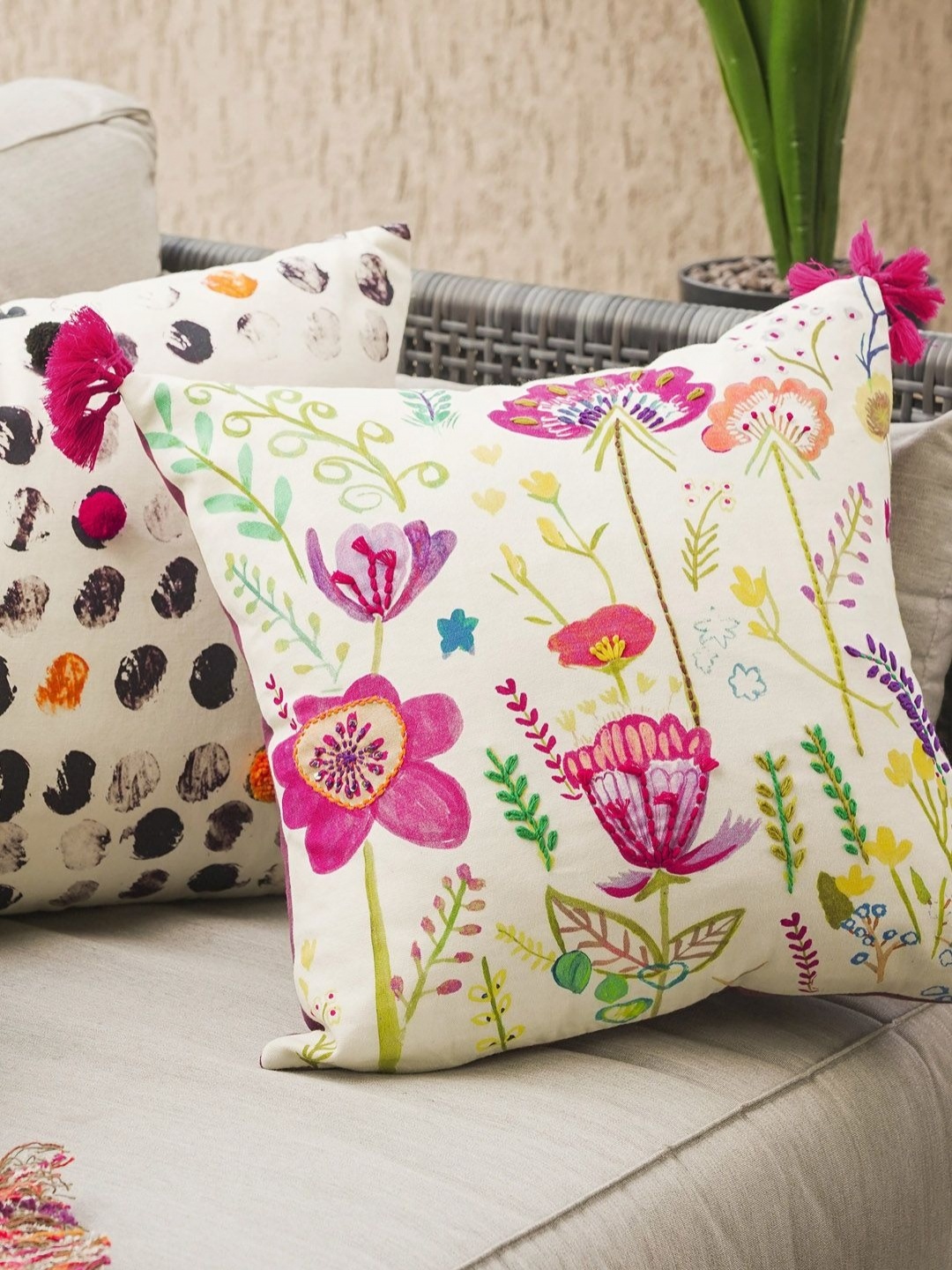 ONSETHOMES Flair Of Nature Pink & Green Embroidered Pure Cotton Square Cushion Covers
ONSETHOMES Flair Of Nature Pink & Green Embroidered Pure Cotton Square Cushion Covers