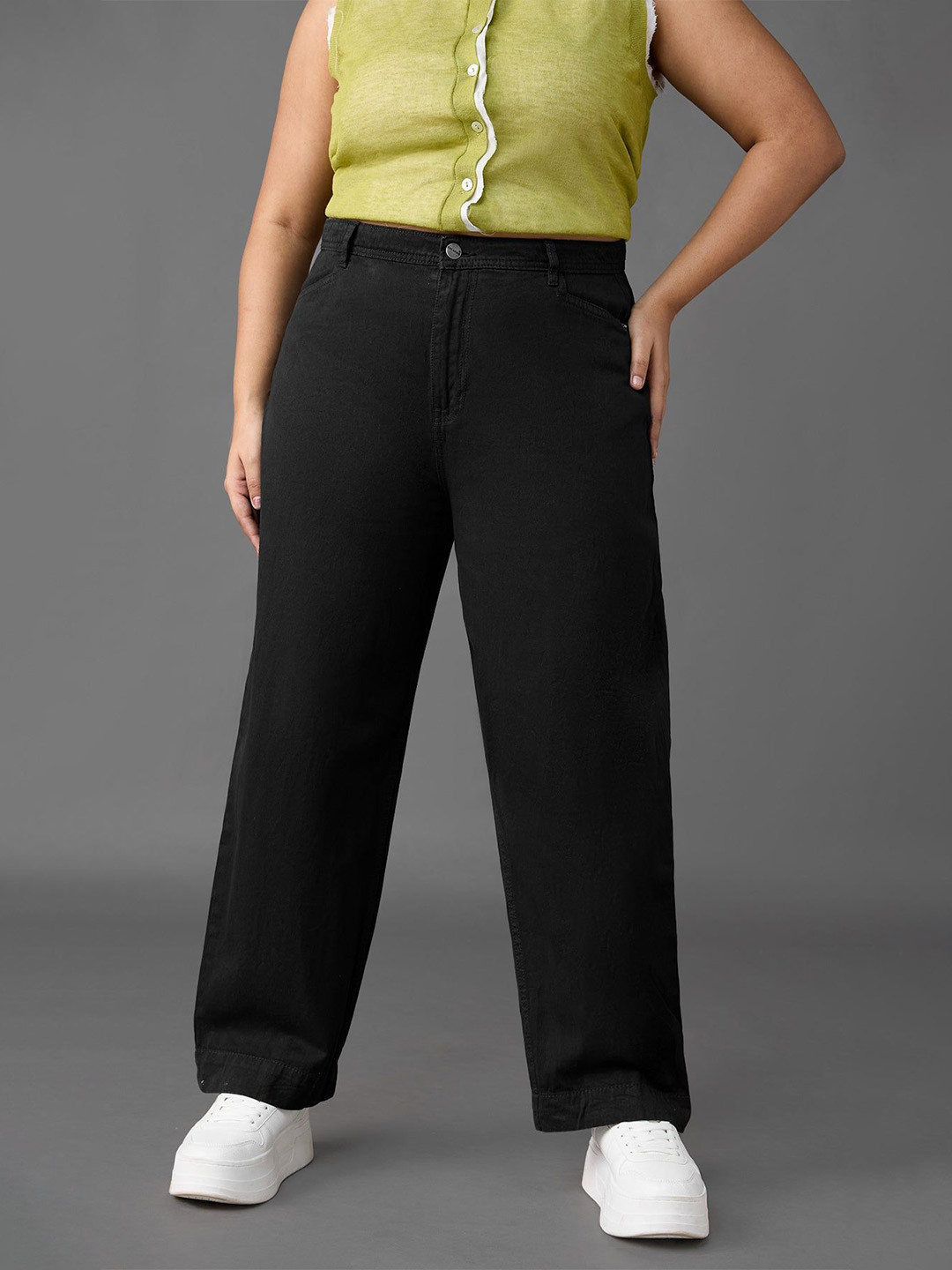 FREAKINS Women Cotton Straight Fit High-Rise Jeans, Black
FREAKINS Women Cotton Straight Fit High-Rise Jeans, Black