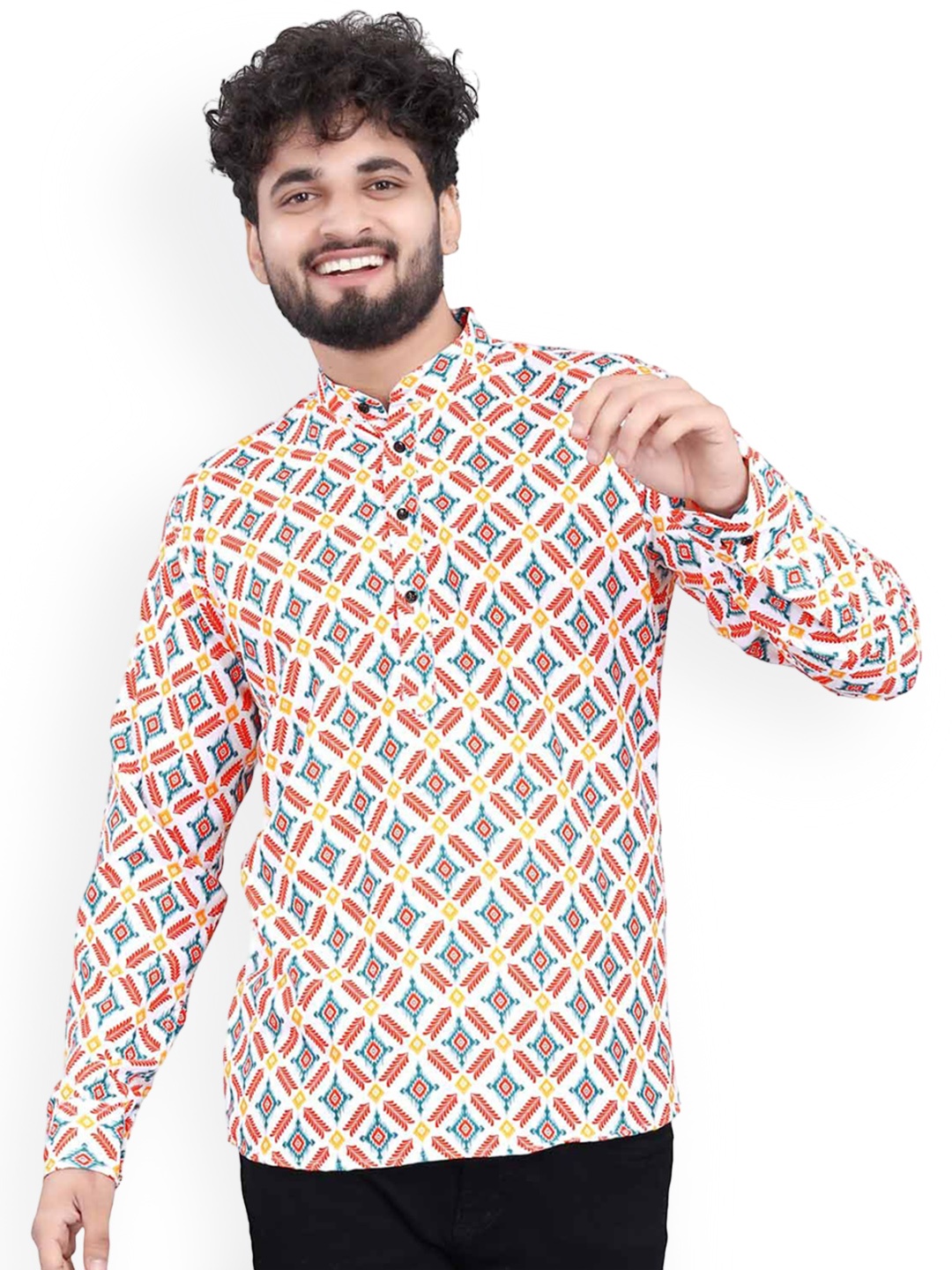 Valencia Fashion Ethnic Motifs Printed Mandarin Collar Cotton Silk Straight Kurta, White
Valencia Fashion Ethnic Motifs Printed Mandarin Collar Cotton Silk Straight Kurta, White