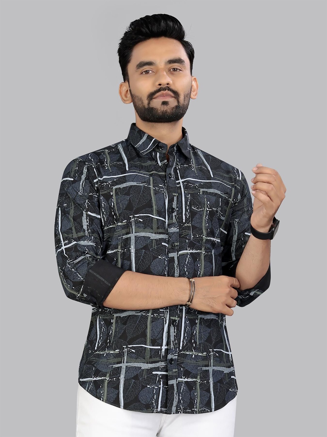 ADWYN PETER Men Classic Spread Collar Abstract Printed Cotton Casual Shirt, Grey
ADWYN PETER Men Classic Spread Collar Abstract Printed Cotton Casual Shirt, Grey