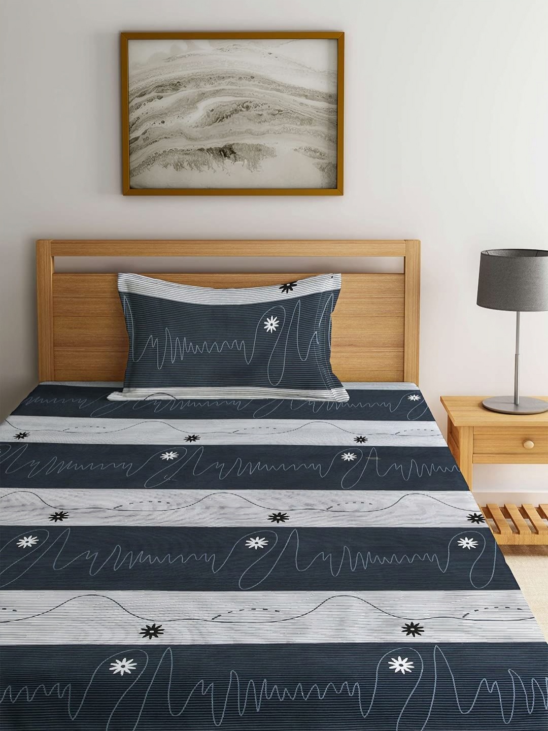 Innovative Edge Grey & White Cotton 160 TC Striped Single Bedsheet with 1 Pillow Cover
Innovative Edge Grey & White Cotton 160 TC Striped Single Bedsheet with 1 Pillow Cover