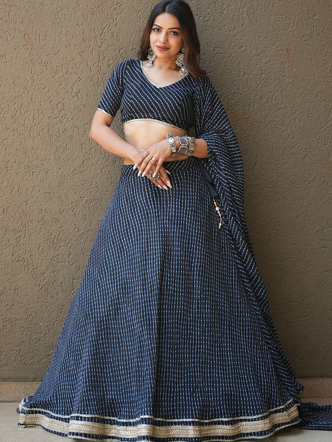 FABPIXEL Leheriya Printed Semi-Stitched Lehenga & Unstitched Blouse With Dupatta, Black
FABPIXEL Leheriya Printed Semi-Stitched Lehenga & Unstitched Blouse With Dupatta, Black