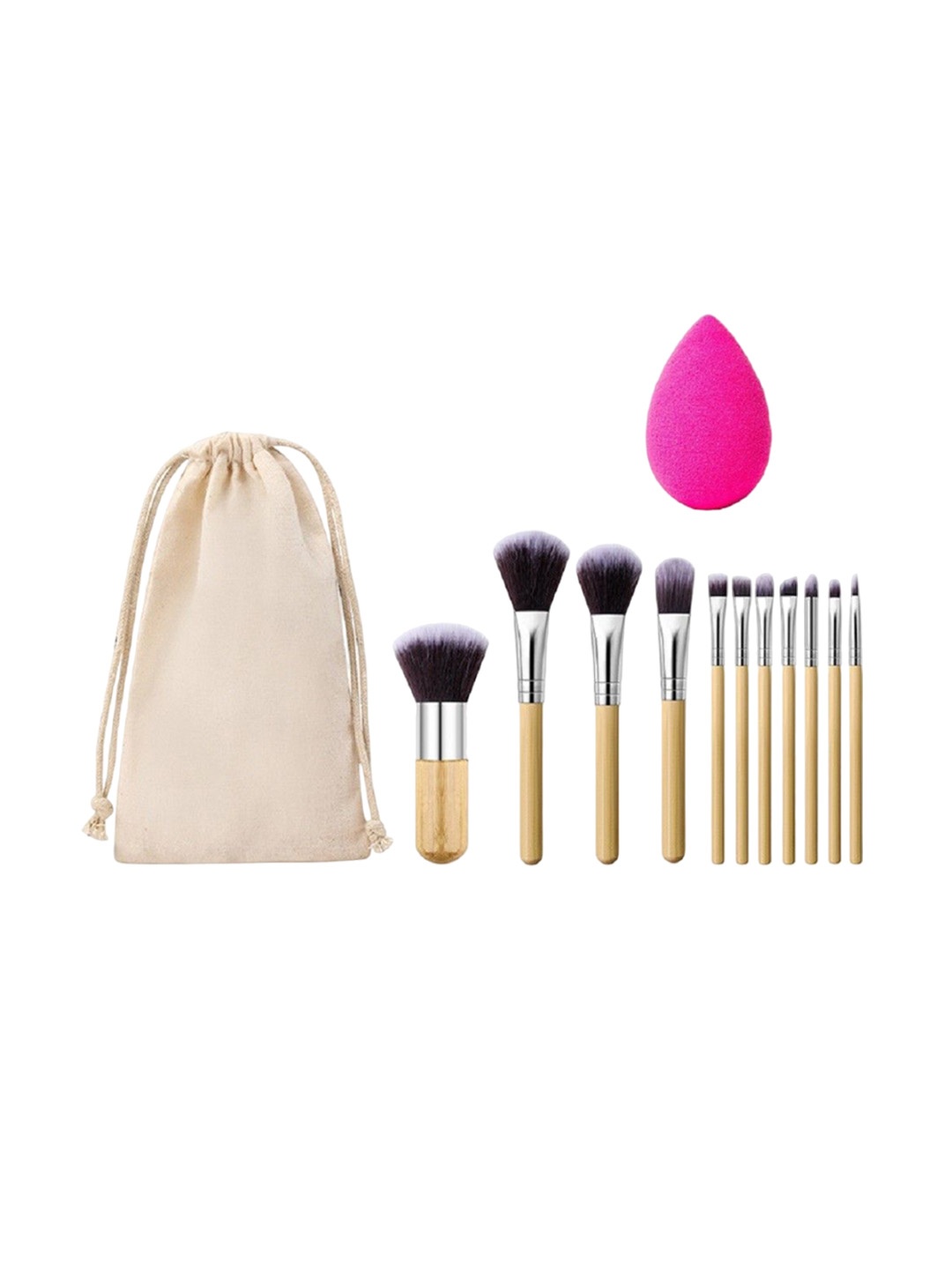 Yoana Set Of 12 Professional Series Bamboo Makeup Brush Set With Beauty Blender Sponge, Brown
Yoana Set Of 12 Professional Series Bamboo Makeup Brush Set With Beauty Blender Sponge, Brown