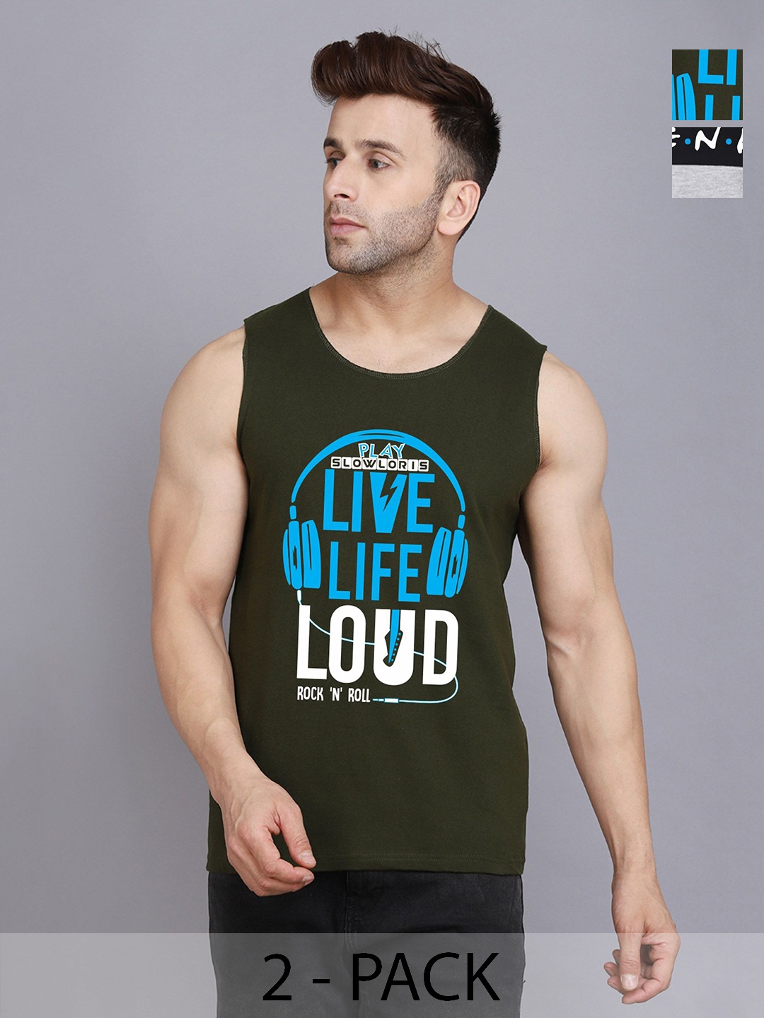 SLOWLORIS Men Pack Of 2 Typography Printed Round Neck Cotton Slim Fit T-shirts, Olive
SLOWLORIS Men Pack Of 2 Typography Printed Round Neck Cotton Slim Fit T-shirts, Olive
