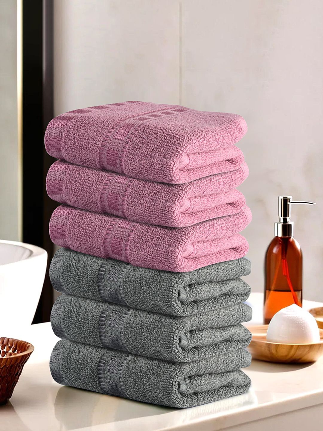 Kuber Industries Grey & Pink 6 Pcs Striped Cotton Anti-Bacterial 225 GSM Face Towels
Kuber Industries Grey & Pink 6 Pcs Striped Cotton Anti-Bacterial 225 GSM Face Towels