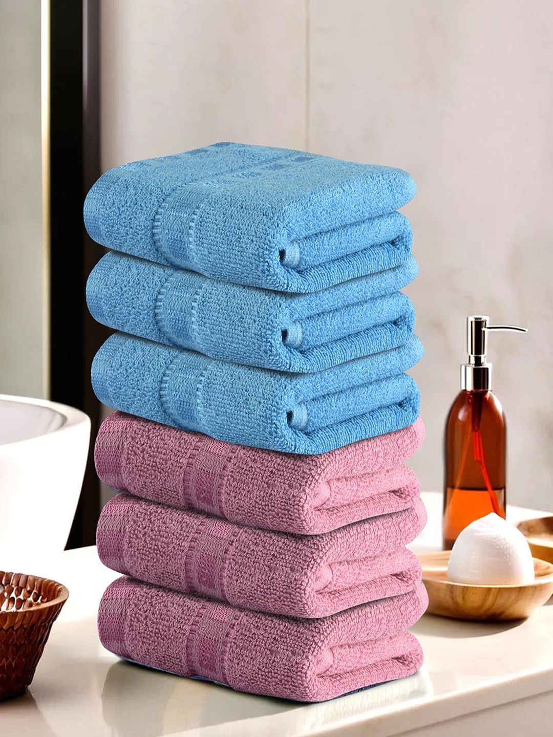 Kuber Industries Pink & Blue 6 Pieces Striped Cotton Anti-Bacterial 225 GSM Face Towels
Kuber Industries Pink & Blue 6 Pieces Striped Cotton Anti-Bacterial 225 GSM Face Towels