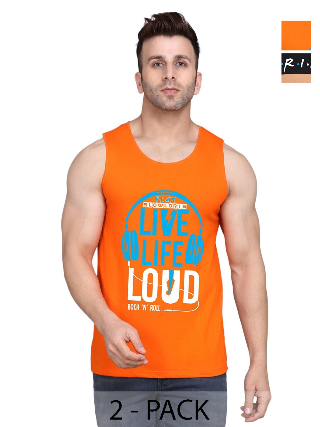 SLOWLORIS Men Pack Of 2 Typography Printed Round Neck Cotton Slim Fit T-shirts, Orange
SLOWLORIS Men Pack Of 2 Typography Printed Round Neck Cotton Slim Fit T-shirts, Orange