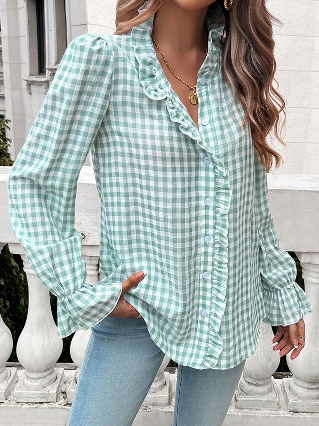 StyleCast x Revolte Women Spread Collar Micro Checks Checked Casual Shirt, Green
StyleCast x Revolte Women Spread Collar Micro Checks Checked Casual Shirt, Green