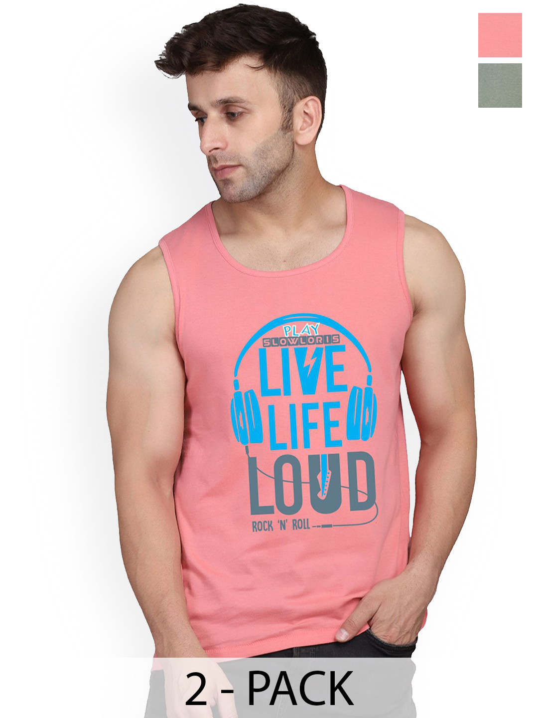 SLOWLORIS Pack Of 2 Printed Gym, Peach 
SLOWLORIS Pack Of 2 Printed Gym, Peach