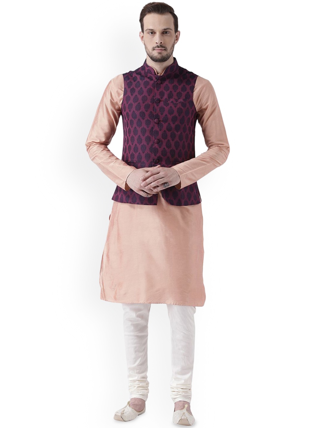 Anouk Purple Mandarin Collar Pastels Straight Kurta with Churidar & Printed Nehru jacket
Anouk Purple Mandarin Collar Pastels Straight Kurta with Churidar & Printed Nehru jacket