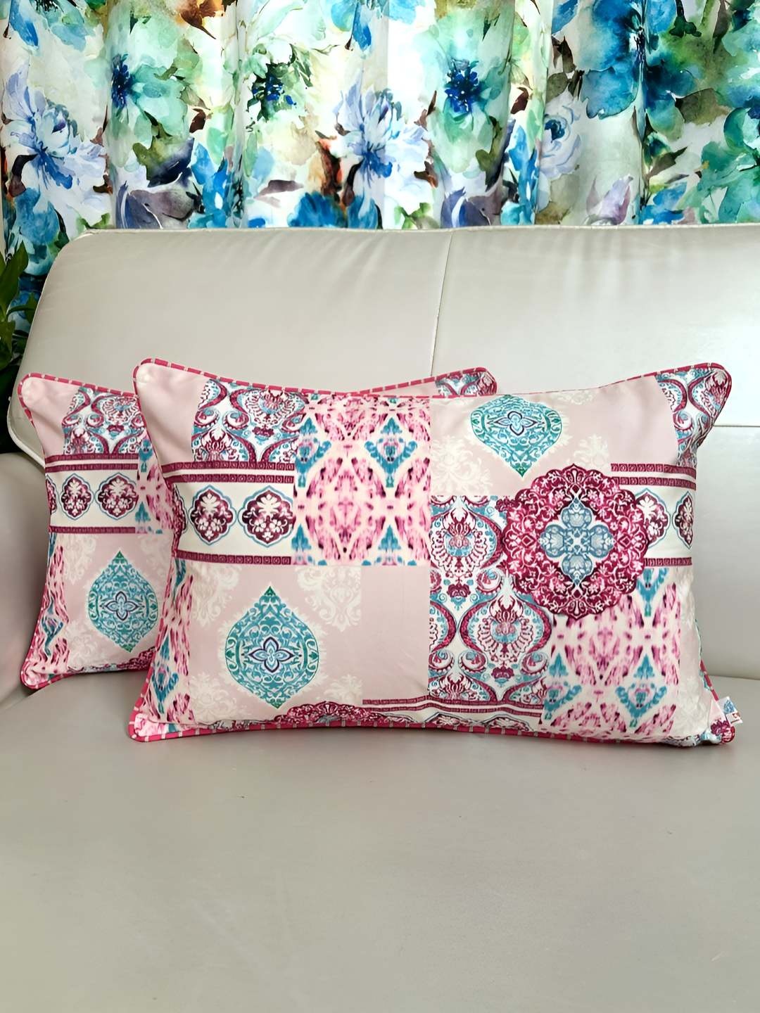TARA- Sparkling Homes Fuchsia & Blue Set of 2 Ethnic Motifs Velvet Rectangle Cushion Covers
TARA- Sparkling Homes Fuchsia & Blue Set of 2 Ethnic Motifs Velvet Rectangle Cushion Covers