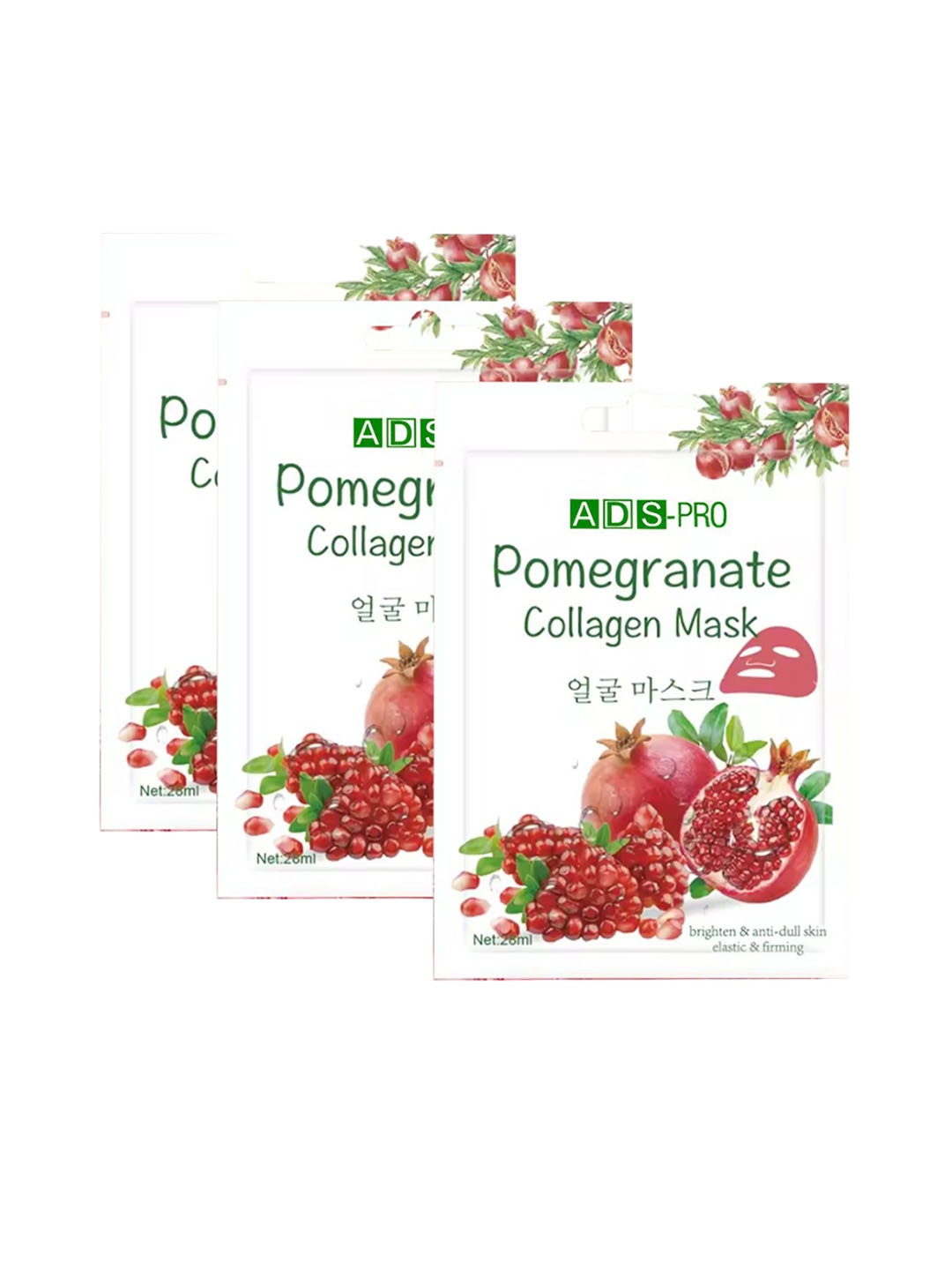 A.D.S Set Of 3 Pomegranate Collagen Sheet Mask For Soothing & Relief the Skin -28ml Each, White
A.D.S Set Of 3 Pomegranate Collagen Sheet Mask For Soothing & Relief the Skin -28ml Each, White
