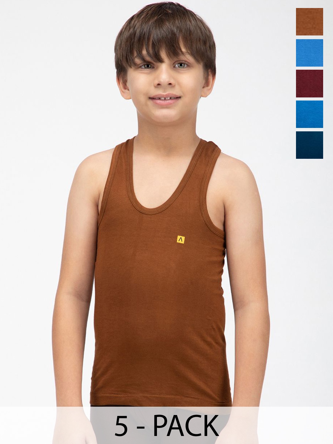 AMUL COMFY Pack Of 5 Cotton Undershirt Innerwear Vests AC-CSRN-VE-MULTI-45-5PC, Brown
AMUL COMFY Pack Of 5 Cotton Undershirt Innerwear Vests AC-CSRN-VE-MULTI-45-5PC, Brown