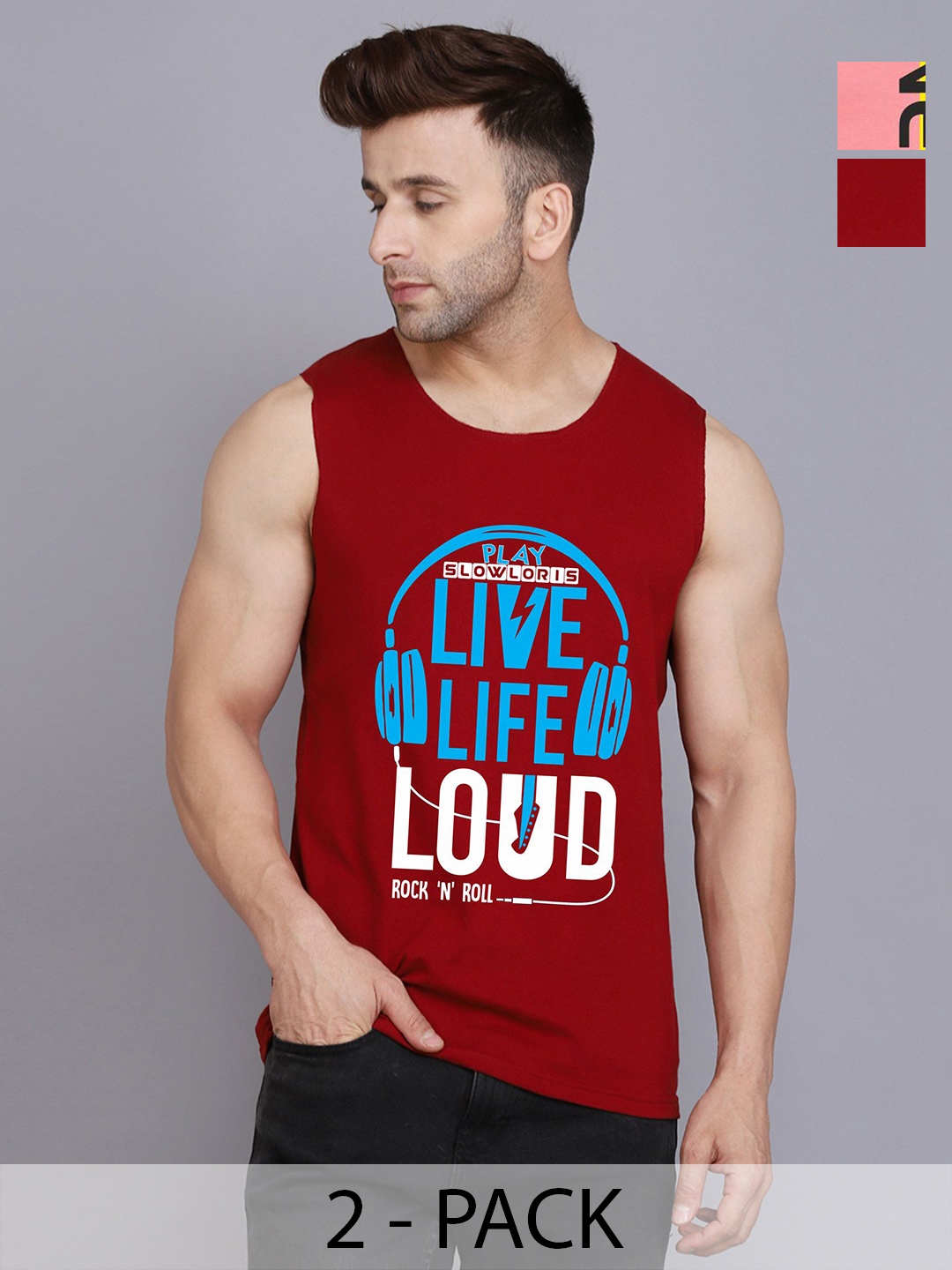 SLOWLORIS Men Pack Of 2 Typography Printed Round Neck Cotton Slim Fit T-shirts, Maroon
SLOWLORIS Men Pack Of 2 Typography Printed Round Neck Cotton Slim Fit T-shirts, Maroon