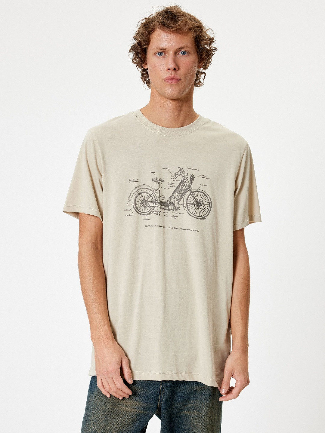 Koton Men Biker V-Neck Extended Sleeves Cut Outs Slim Fit T-shirt, Beige 
Koton Men Biker V-Neck Extended Sleeves Cut Outs Slim Fit T-shirt, Beige