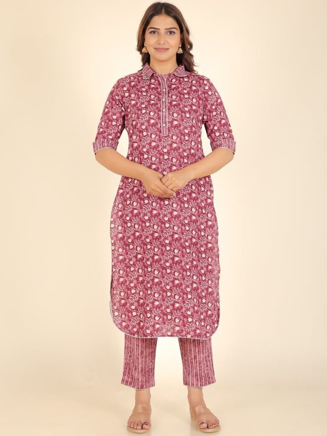 Aramya Floral Printed Shirt Collar Pure Cotton Pathani Kurta With Trousers, Burgundy
Aramya Floral Printed Shirt Collar Pure Cotton Pathani Kurta With Trousers, Burgundy