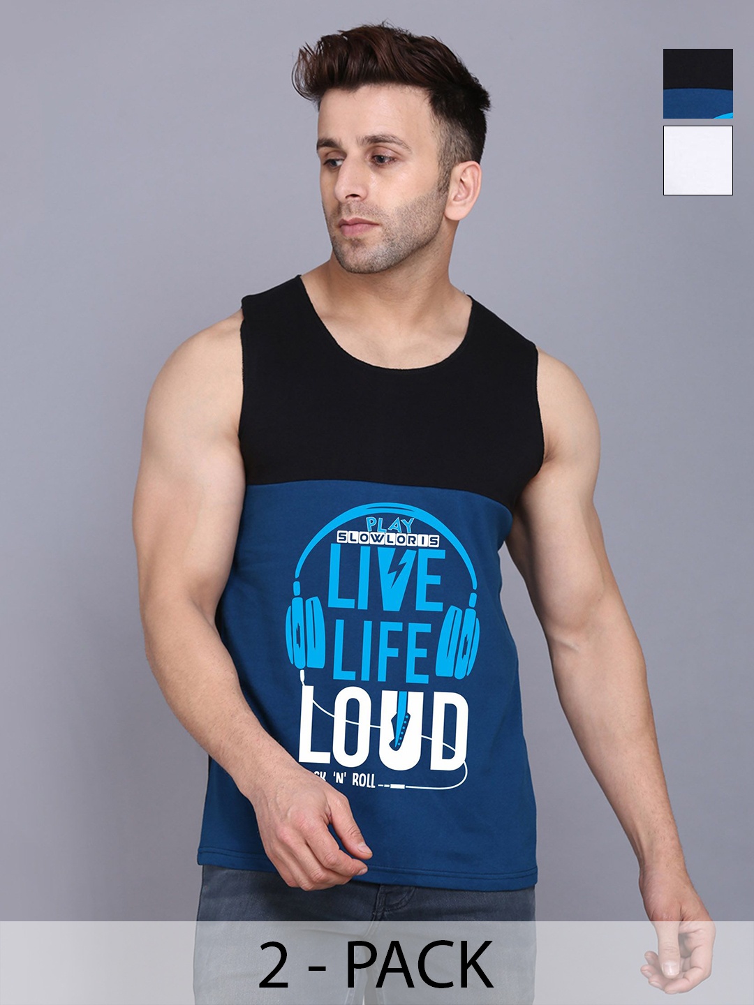 SLOWLORIS Men Pack Of 2 Typography Printed Round Neck Cotton Slim Fit T-shirts, Black
SLOWLORIS Men Pack Of 2 Typography Printed Round Neck Cotton Slim Fit T-shirts, Black