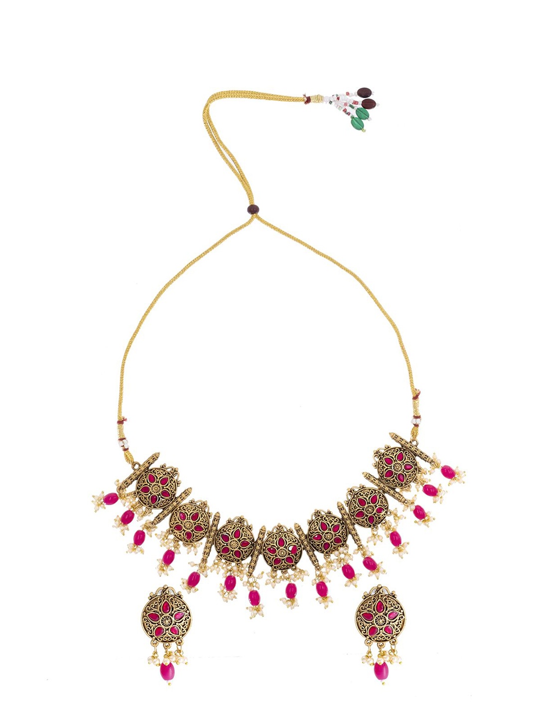 Shining Jewel - By Shivansh Gold-Plated Cubic Zirconia Stone- Studded Temple Jewellery Set
Shining Jewel - By Shivansh Gold-Plated Cubic Zirconia Stone- Studded Temple Jewellery Set