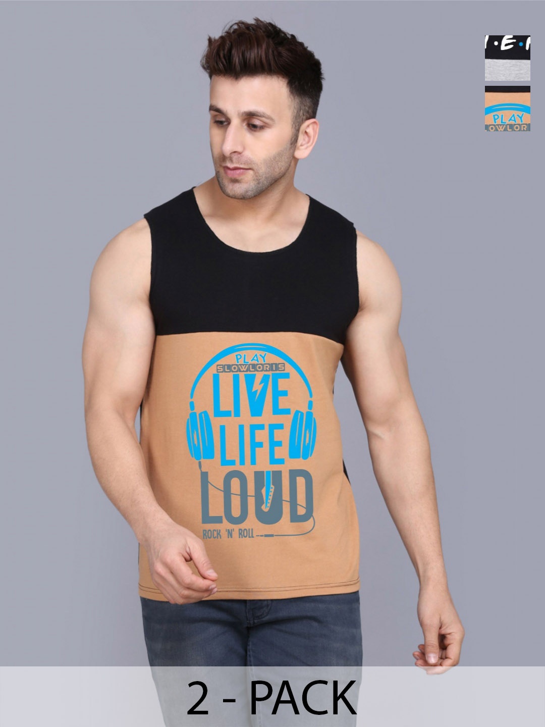 SLOWLORIS Men Pack Of 2 Typography Printed Round Neck Cotton Slim Fit T-shirts, Black
SLOWLORIS Men Pack Of 2 Typography Printed Round Neck Cotton Slim Fit T-shirts, Black