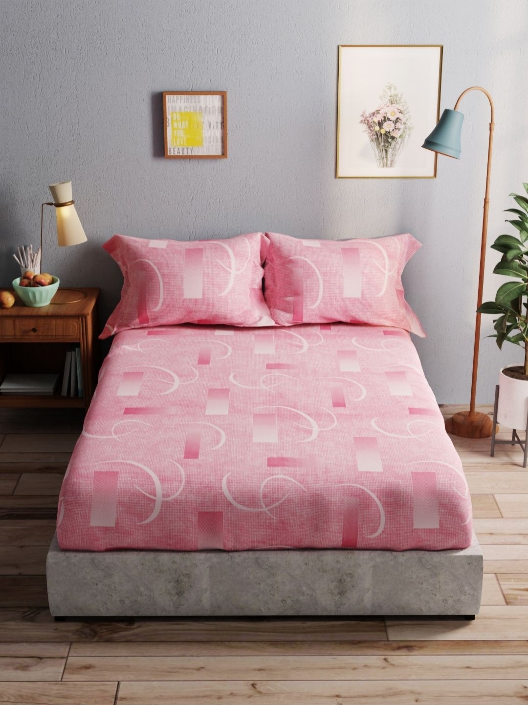 BIANCA Pink & White Geometric 140 TC Pure Cotton Queen Bedsheet with 2 Pillow Covers
BIANCA Pink & White Geometric 140 TC Pure Cotton Queen Bedsheet with 2 Pillow Covers