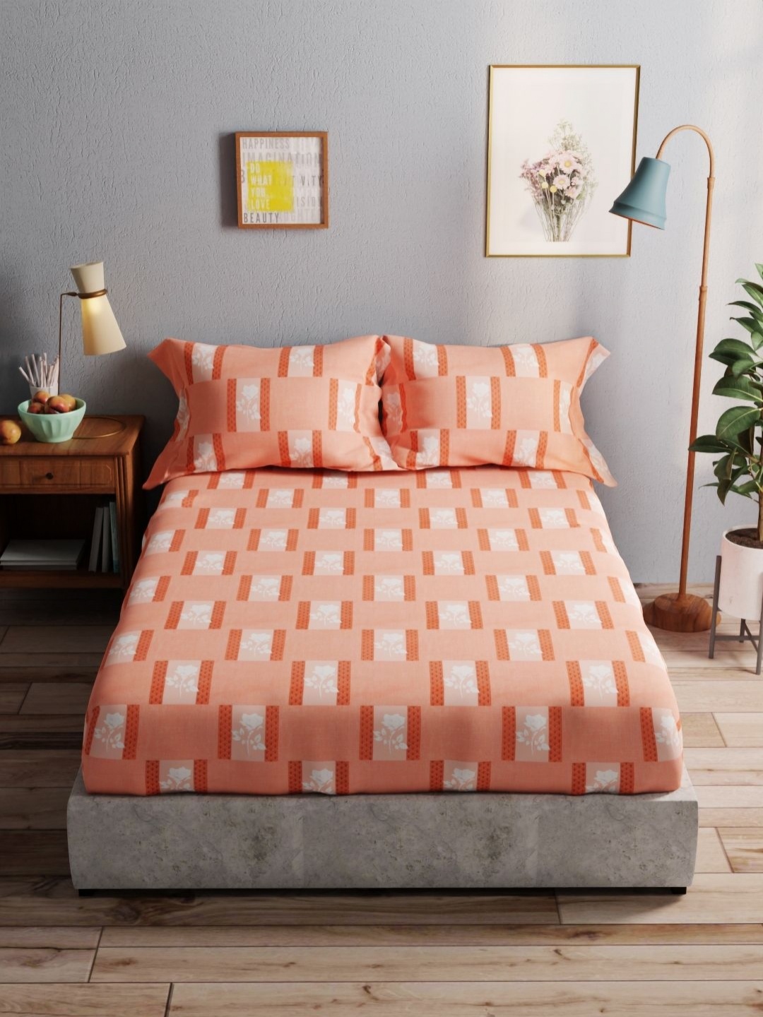 BIANCA Rust & White Geometric 140 TC Pure Cotton Queen Bedsheet with 2 Pillow Covers
BIANCA Rust & White Geometric 140 TC Pure Cotton Queen Bedsheet with 2 Pillow Covers