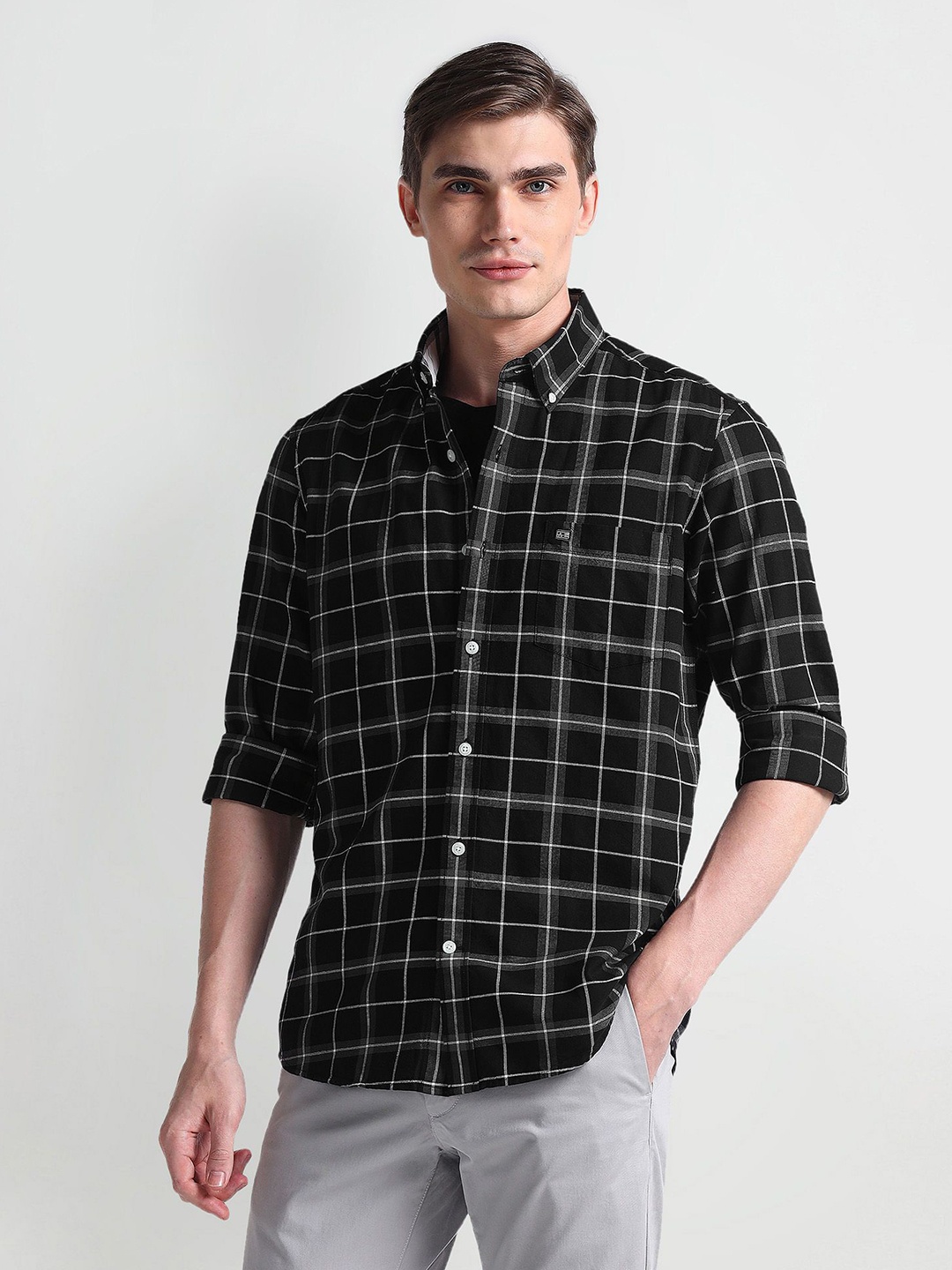 Arrow Sport Men Smart Button-Down Collar Windowpane Checked Cotton Slim Fit Casual Shirt, Black
Arrow Sport Men Smart Button-Down Collar Windowpane Checked Cotton Slim Fit Casual Shirt, Black