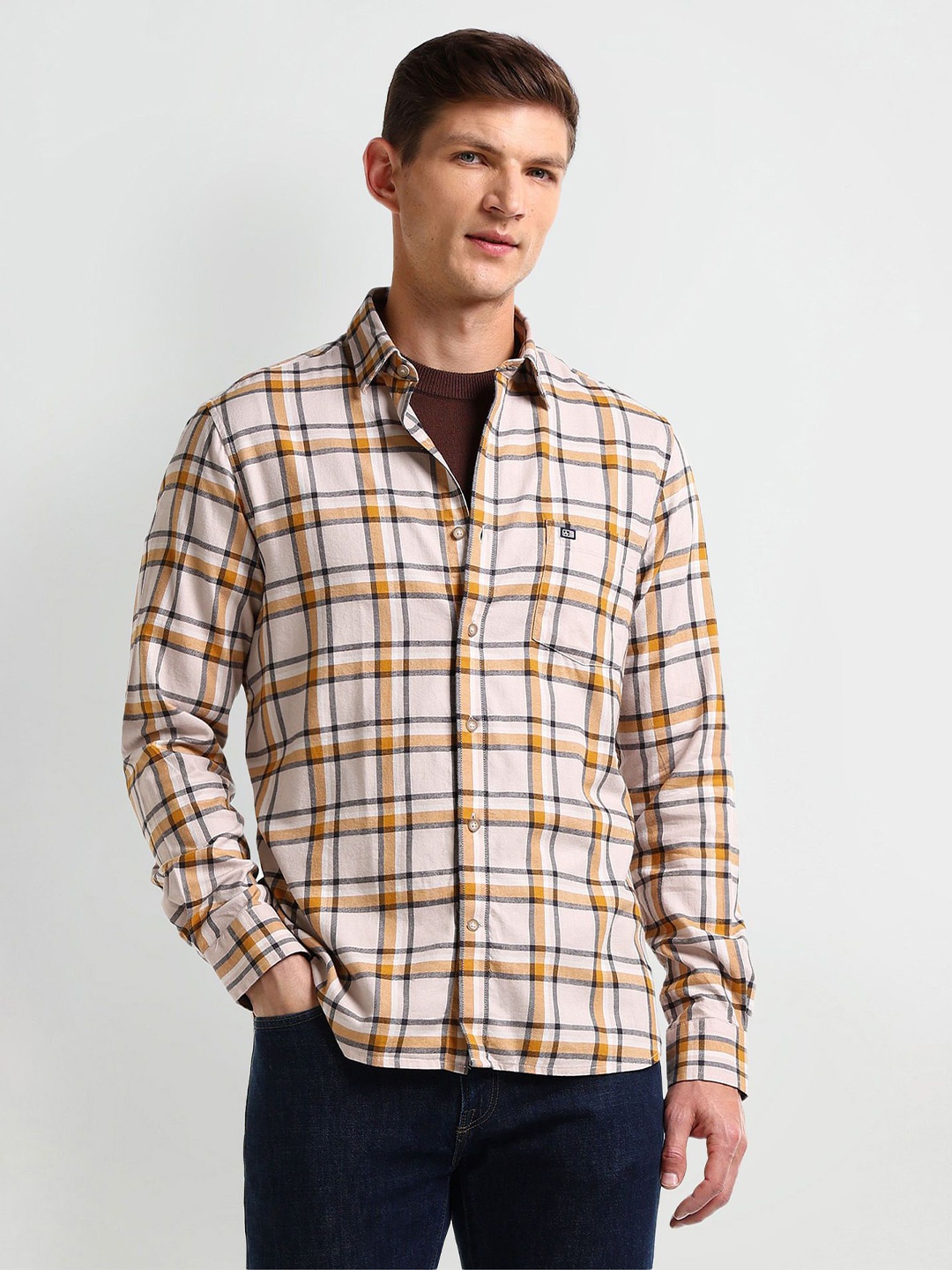Arrow Men Modern Spread Collar Tartan Checked Cotton Slim Fit Casual Shirt, Off white
Arrow Men Modern Spread Collar Tartan Checked Cotton Slim Fit Casual Shirt, Off white