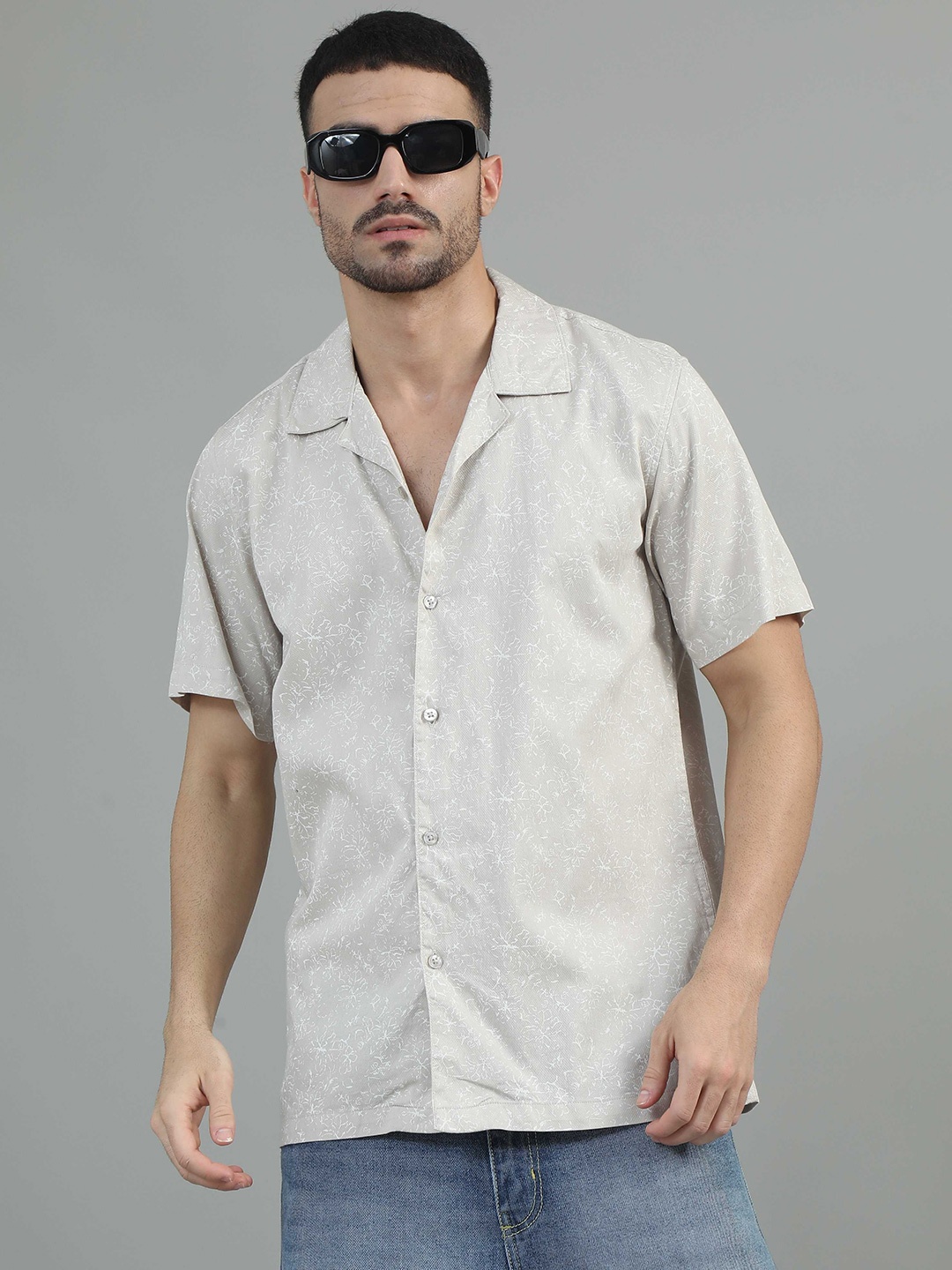 SORATIA Men Cuban Collar Micro Ditsy Printed Cotton Relaxed Fit Casual Shirt, Off white
SORATIA Men Cuban Collar Micro Ditsy Printed Cotton Relaxed Fit Casual Shirt, Off white