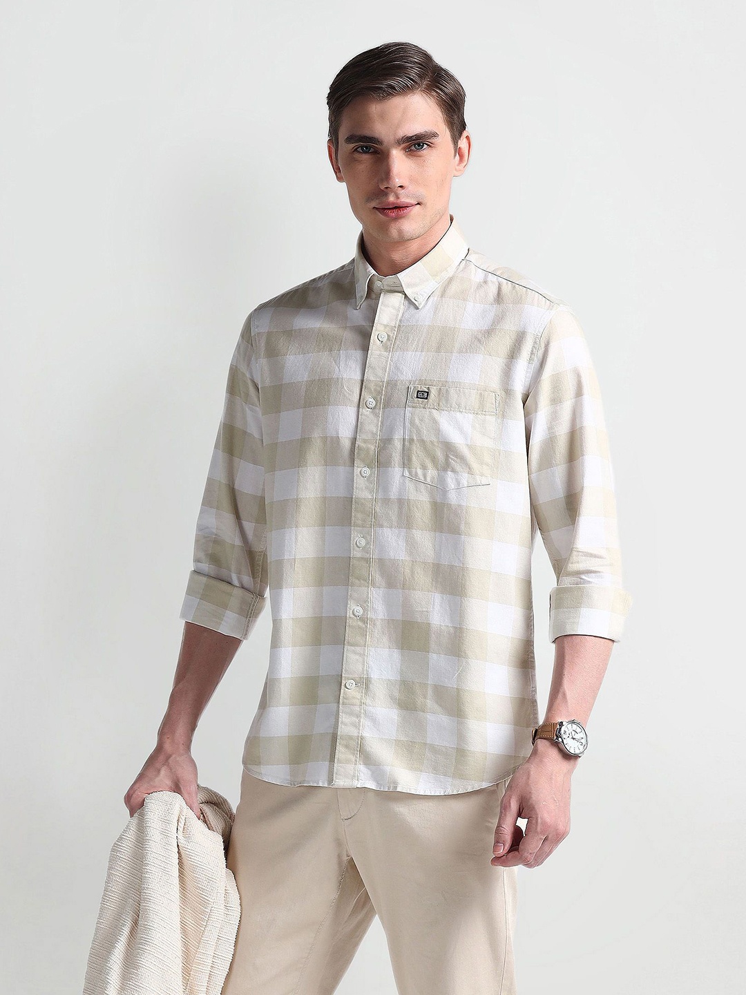 Arrow Sport Men Smart Button-Down Collar Tartan Checked Cotton Slim Fit Casual Shirt, Beige
Arrow Sport Men Smart Button-Down Collar Tartan Checked Cotton Slim Fit Casual Shirt, Beige