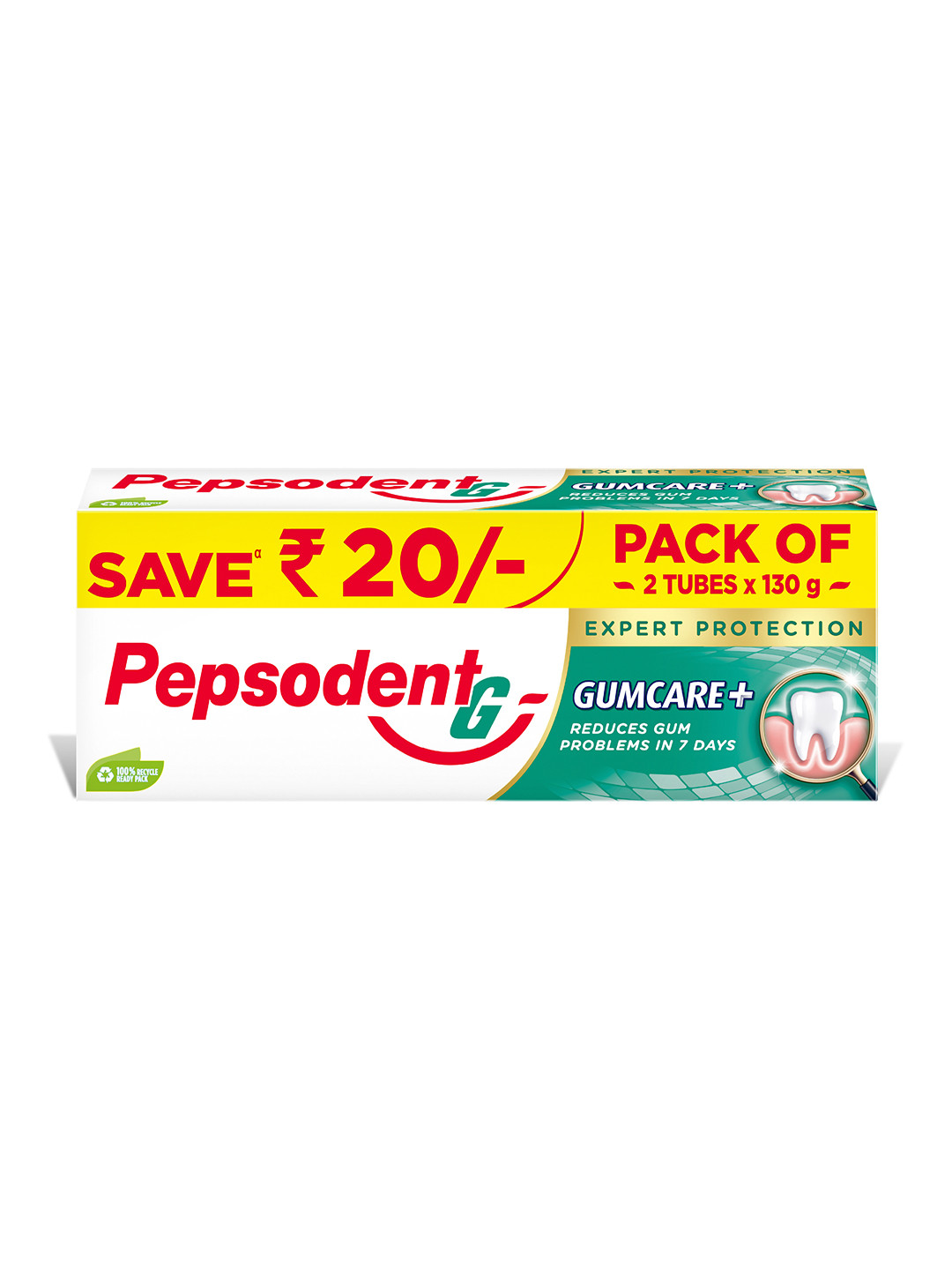 Pepsodent Set of 2 Gumcare+ Expert Protection Toothpaste To Strengthen Gums - 130g Each, Green
Pepsodent Set of 2 Gumcare+ Expert Protection Toothpaste To Strengthen Gums - 130g Each, Green