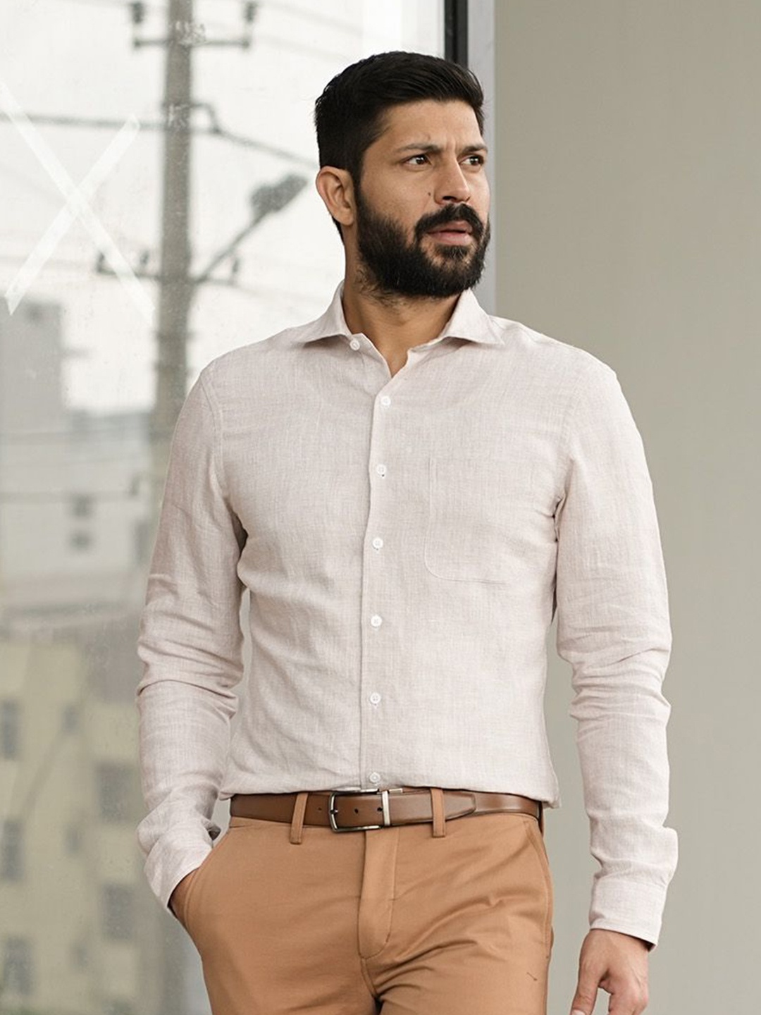 Monks of Method Men Relaxed Spread Collar Solid Linen Relaxed Fit Casual Shirt, Beige
Monks of Method Men Relaxed Spread Collar Solid Linen Relaxed Fit Casual Shirt, Beige