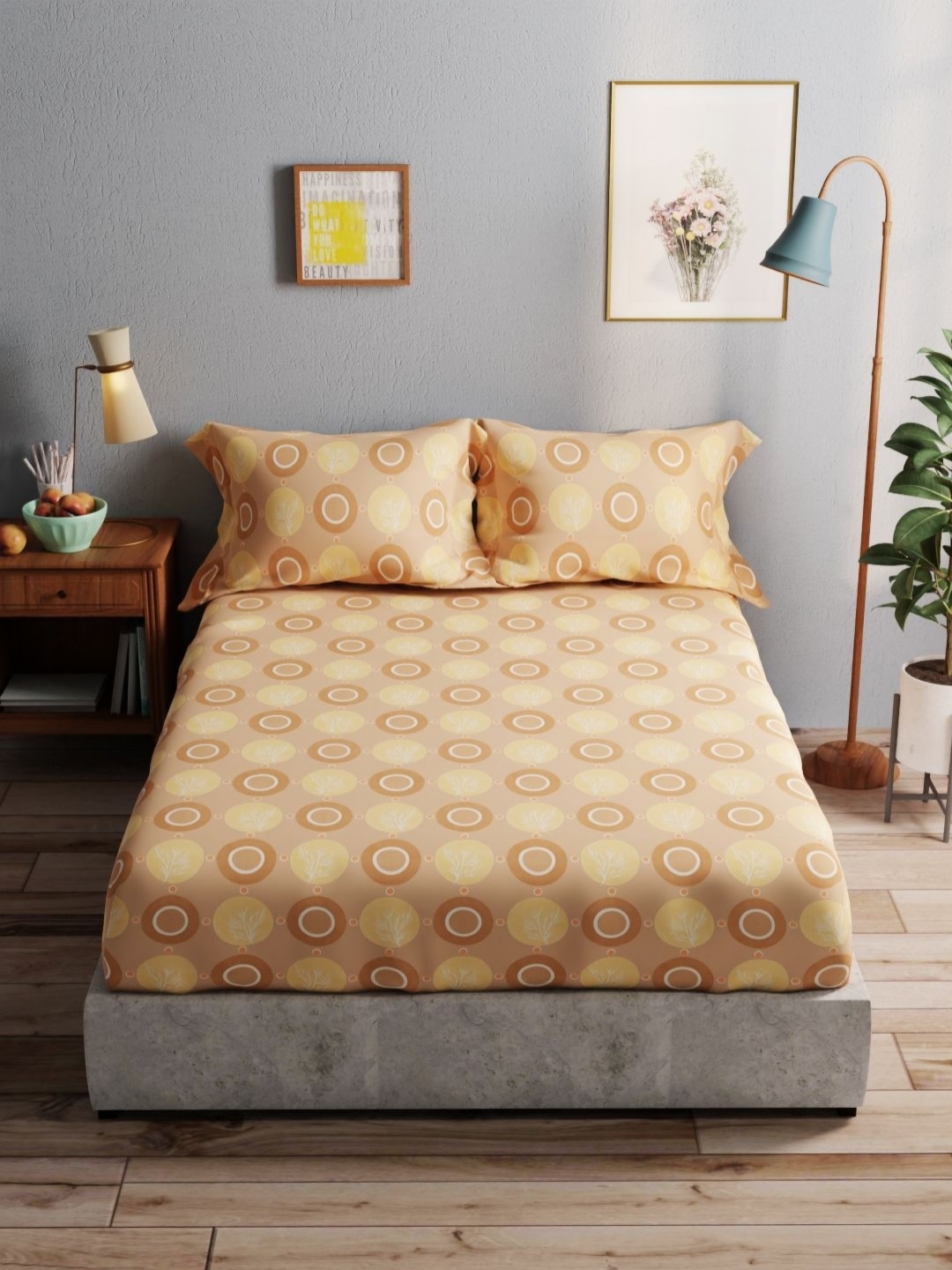BIANCA Yellow & Brown Geometric 140 TC Pure Cotton Queen Bedsheet with 2 Pillow Covers
BIANCA Yellow & Brown Geometric 140 TC Pure Cotton Queen Bedsheet with 2 Pillow Covers
