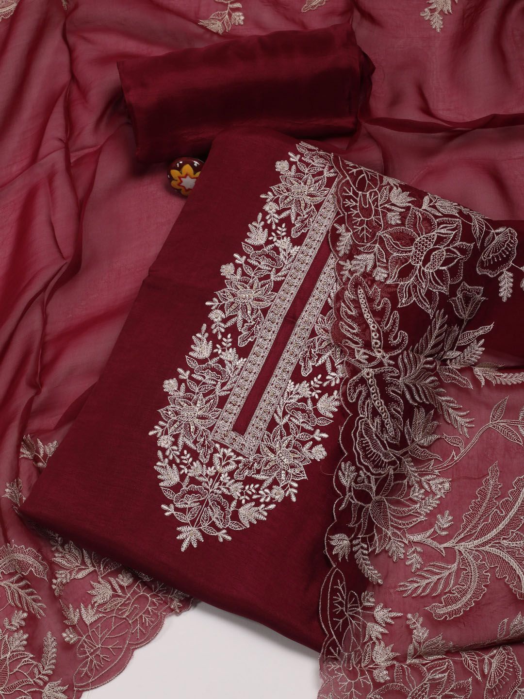 Meena Bazaar Ethnic Motifs Sequin Embroidered Art Silk Unstitched Dress Material, Burgundy
Meena Bazaar Ethnic Motifs Sequin Embroidered Art Silk Unstitched Dress Material, Burgundy
