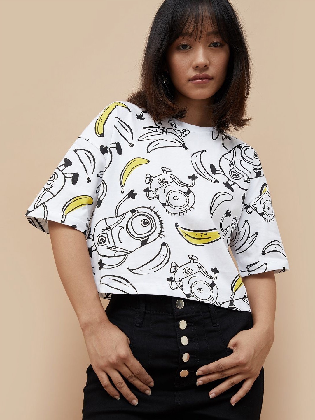 Ginger by Lifestyle Women Conversational Minions Printed Cotton Boxy Fit T-shirt, White
Ginger by Lifestyle Women Conversational Minions Printed Cotton Boxy Fit T-shirt, White