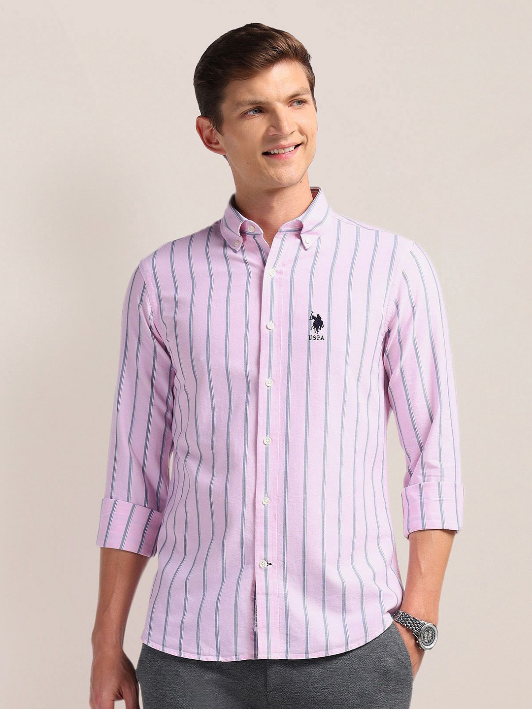 U.S. Polo Assn. Men Classic Button-Down Collar Striped Cotton Casual Shirt, Pink
U.S. Polo Assn. Men Classic Button-Down Collar Striped Cotton Casual Shirt, Pink