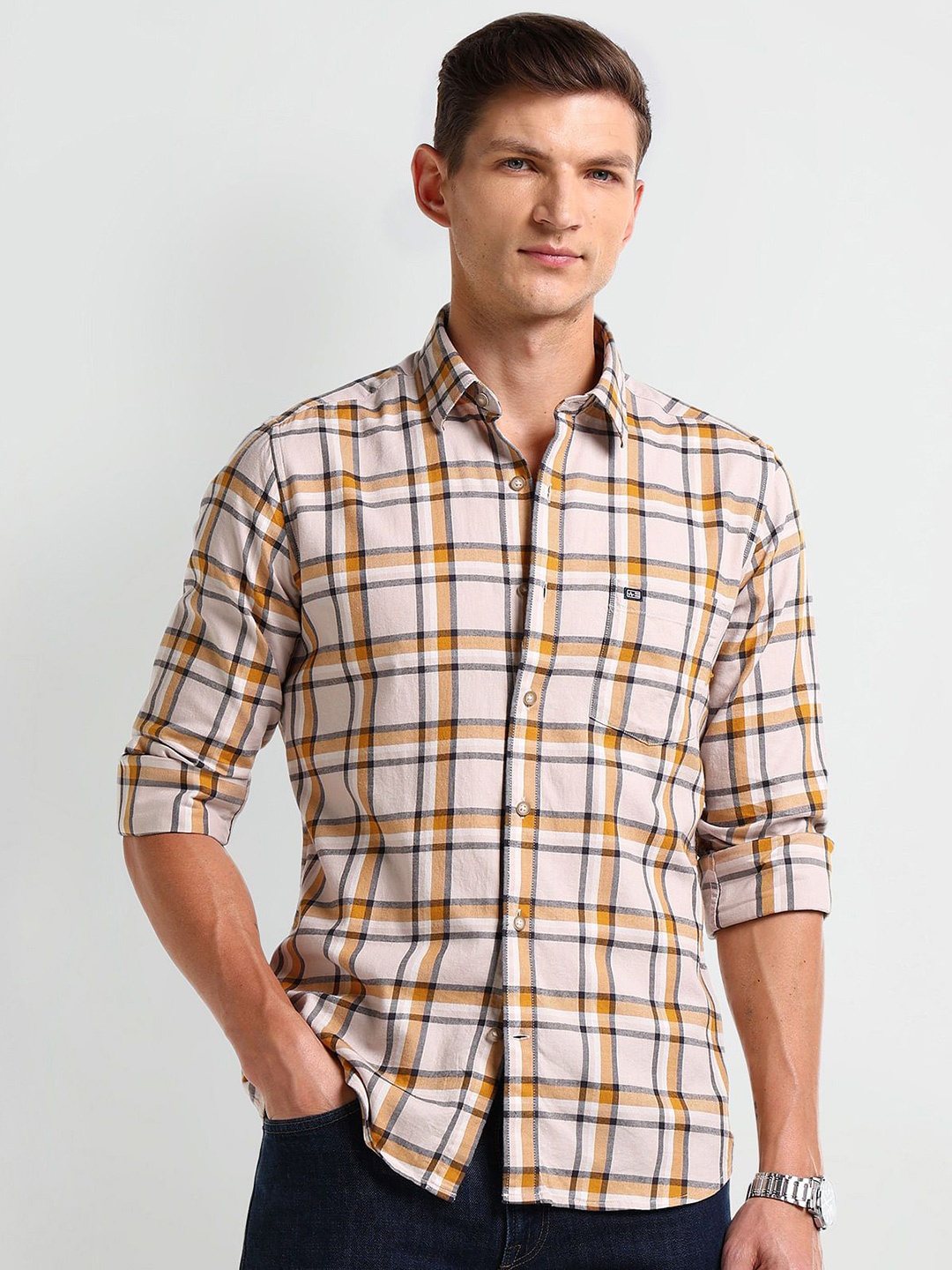 Arrow Men Modern Spread Collar Tartan Checked Cotton Slim Fit Casual Shirt, Off white
Arrow Men Modern Spread Collar Tartan Checked Cotton Slim Fit Casual Shirt, Off white