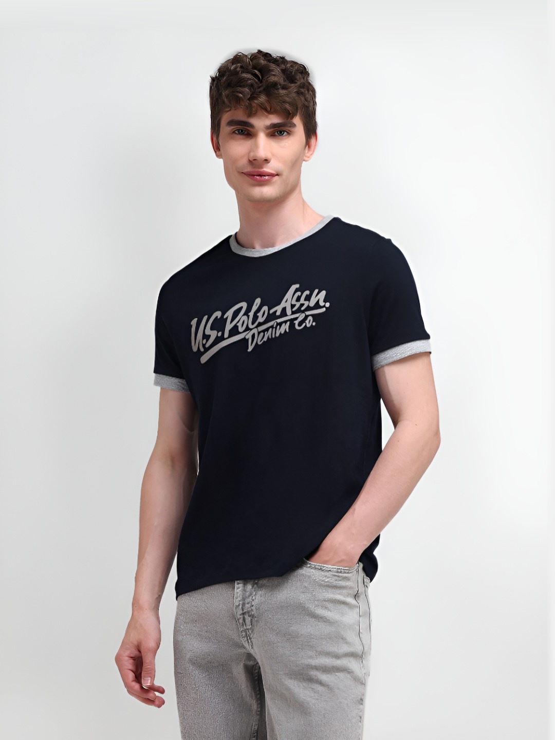 U.S. Polo Assn. Men Typography Printed Round Neck Cotton Slim Fit T-Shirt, Blue
U.S. Polo Assn. Men Typography Printed Round Neck Cotton Slim Fit T-Shirt, Blue