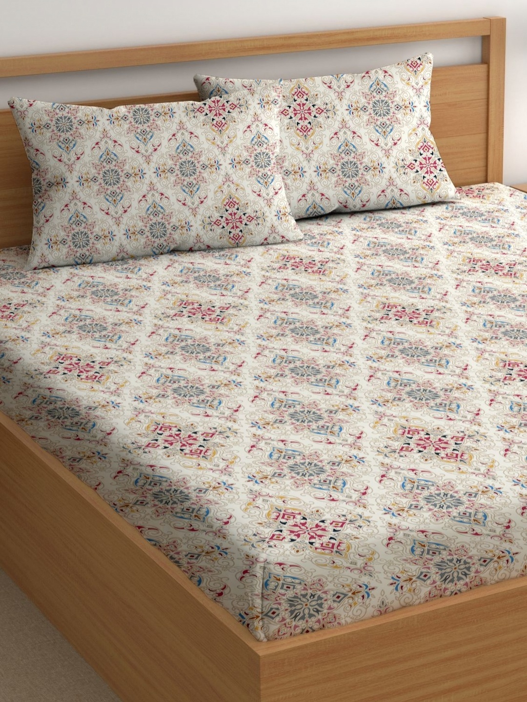 CHHAVI INDIA Brown & Blue Ethnic Motifs 210 TC Queen Bedsheet With 2 Pillow Covers
CHHAVI INDIA Brown & Blue Ethnic Motifs 210 TC Queen Bedsheet With 2 Pillow Covers