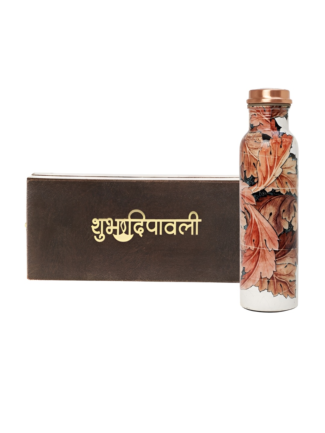 INTERNATIONAL GIFT Peach & Orange Floral Printed Copper Water Bottle 1 L & Best Wishes Tag, Brown
INTERNATIONAL GIFT Peach & Orange Floral Printed Copper Water Bottle 1 L & Best Wishes Tag, Brown