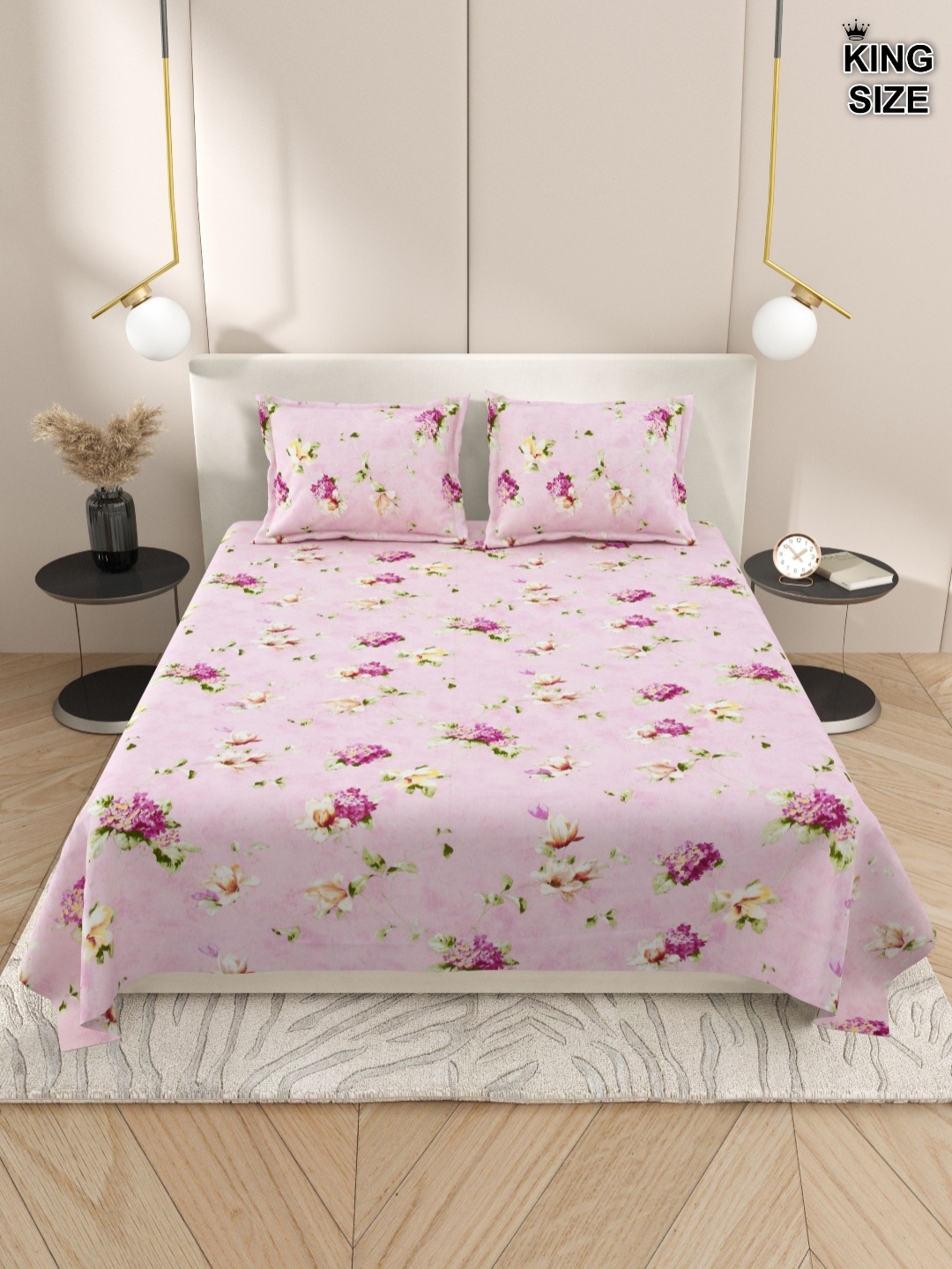 DREAM WEAVERZ Pink & Green Floral 220 TC Pure Cotton King Bedsheet With 2 Pillow Covers
DREAM WEAVERZ Pink & Green Floral 220 TC Pure Cotton King Bedsheet With 2 Pillow Covers