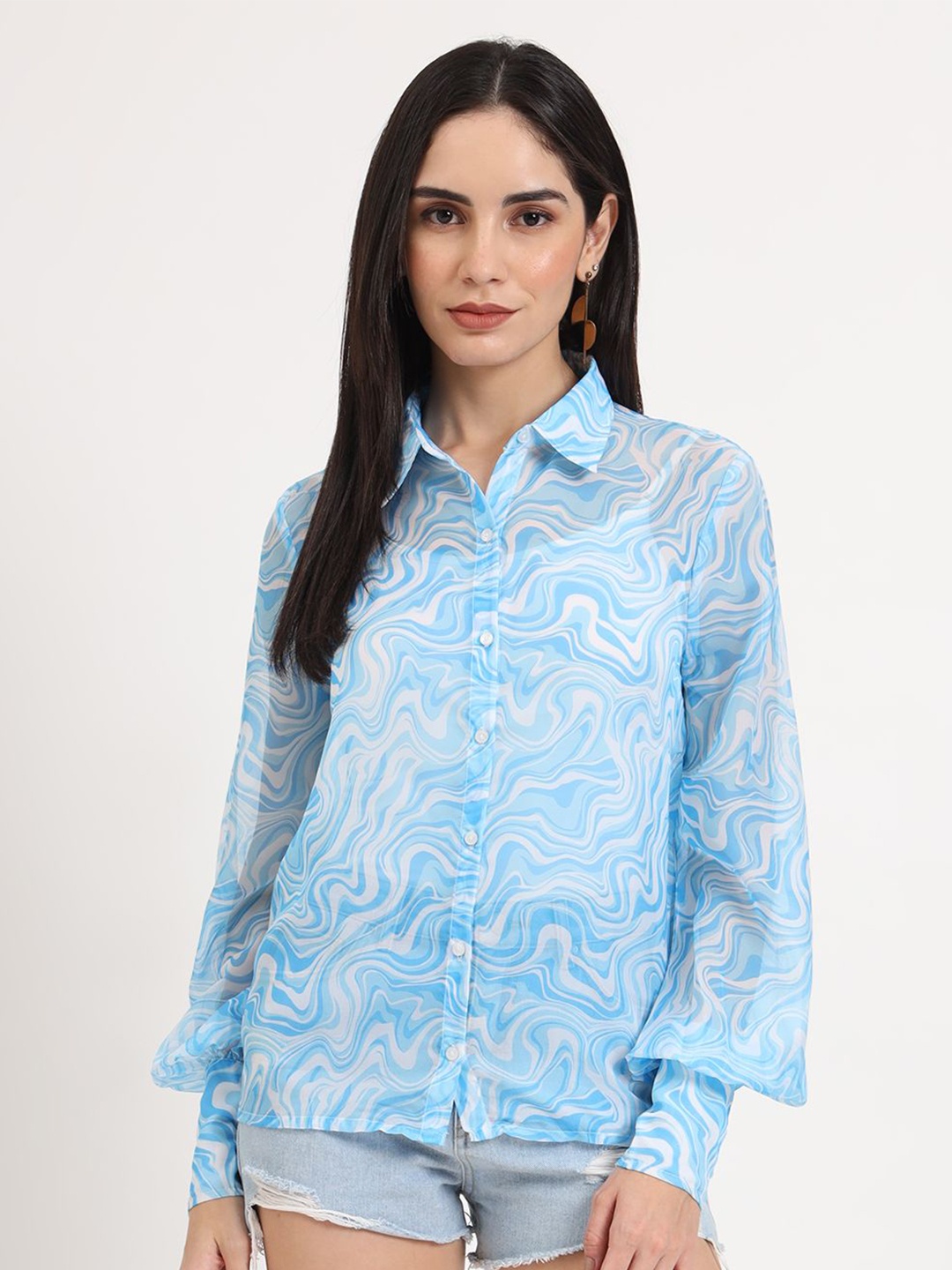 AMSWAN Women Premium Spread Collar Abstract Printed Relaxed Fit Casual Shirt, Blue
AMSWAN Women Premium Spread Collar Abstract Printed Relaxed Fit Casual Shirt, Blue