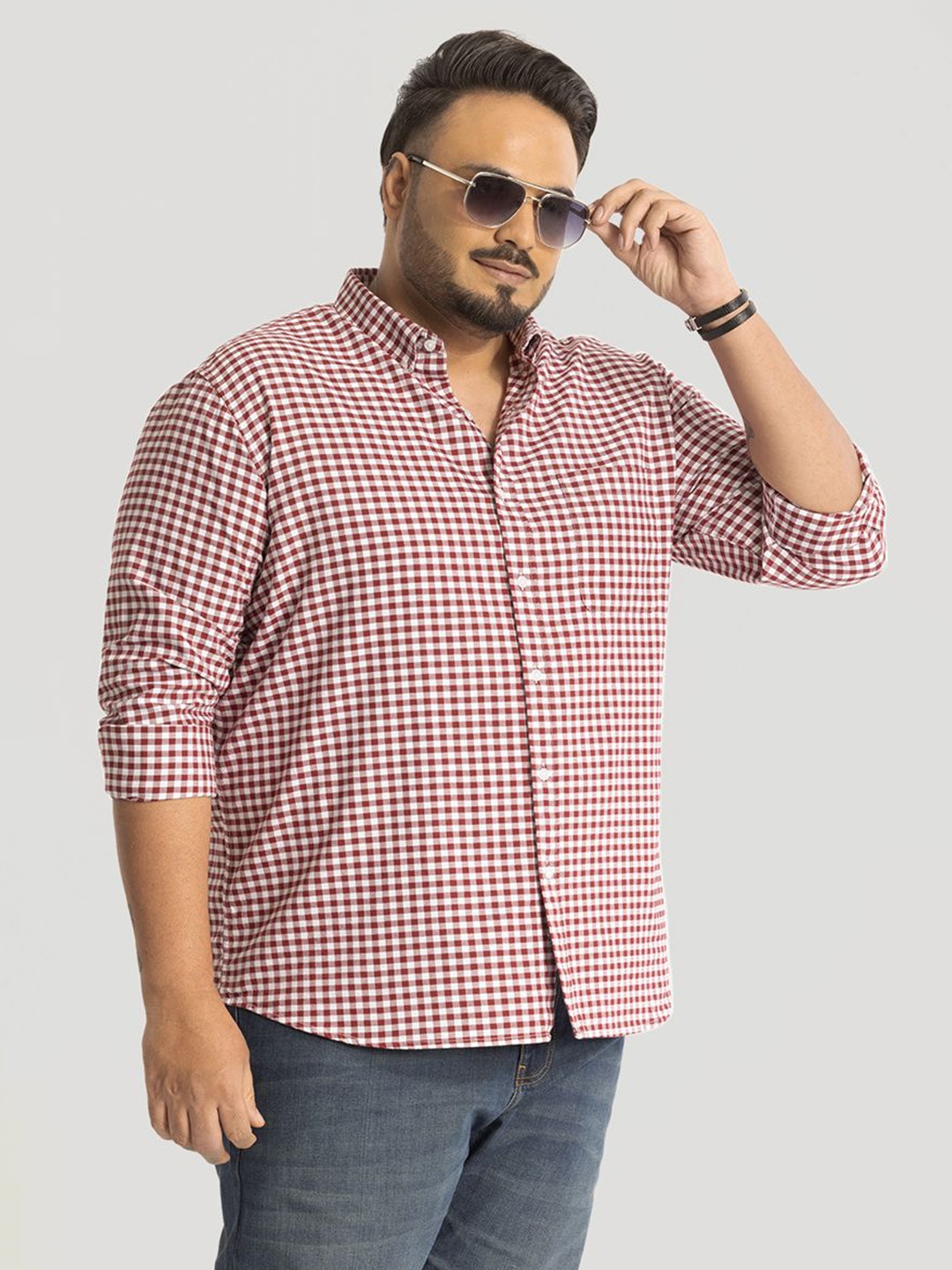 Snitch Men Plus Size Classic Button-Down Collar Micro Checked Cotton Casual Shirt, Red
Snitch Men Plus Size Classic Button-Down Collar Micro Checked Cotton Casual Shirt, Red