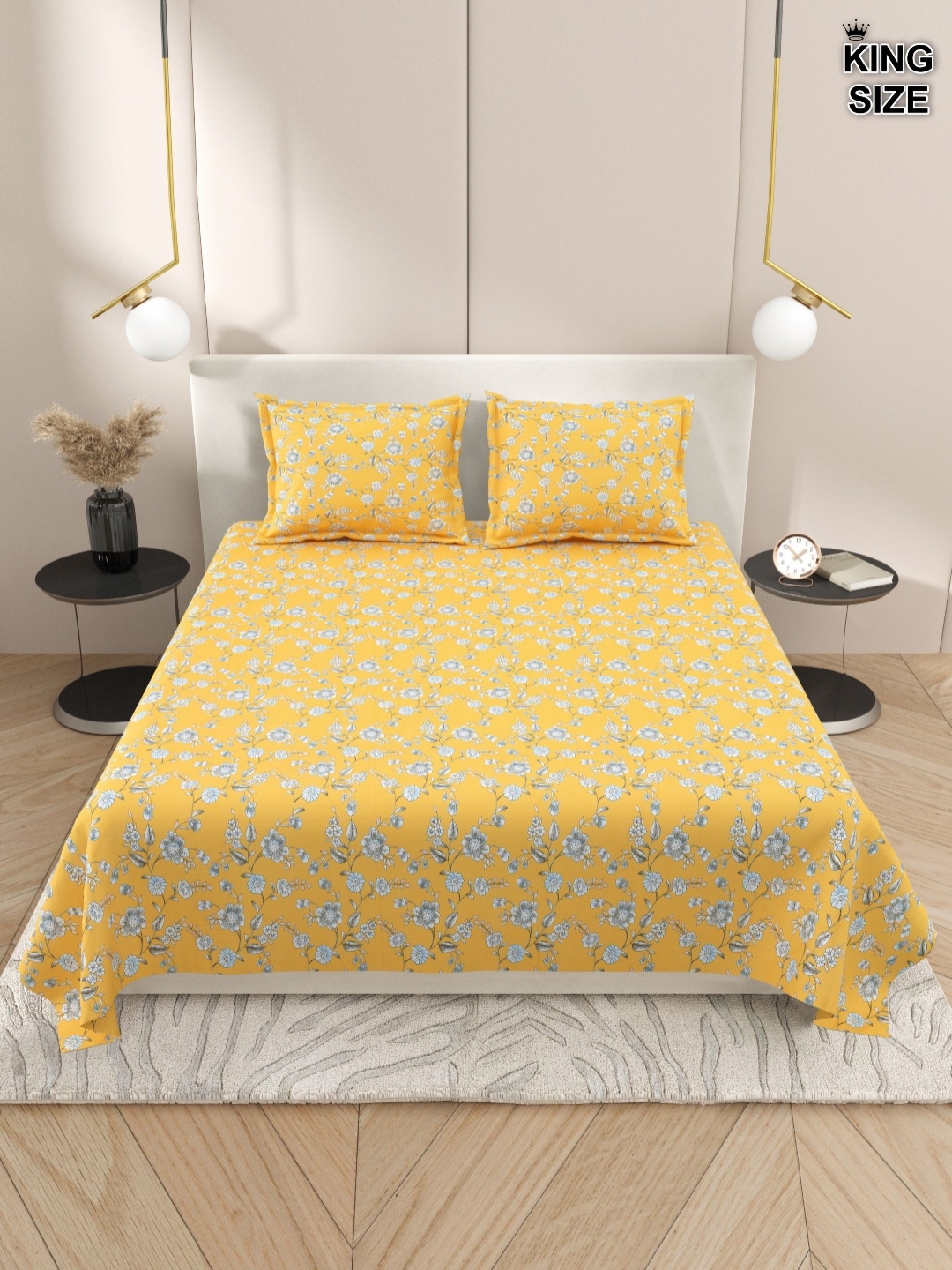 DREAM WEAVERZ Yellow & White Floral 220 TC Cotton King Bedsheet With 2 Pillow Covers
DREAM WEAVERZ Yellow & White Floral 220 TC Cotton King Bedsheet With 2 Pillow Covers