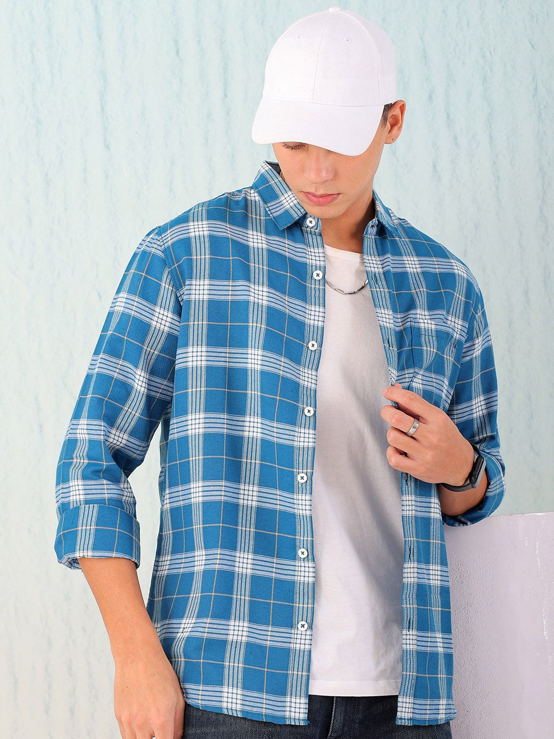 Hardsoda by The Indian Garage Co Men Spread Collar Tartan Checked Cotton Casual Shirt, Teal
Hardsoda by The Indian Garage Co Men Spread Collar Tartan Checked Cotton Casual Shirt, Teal