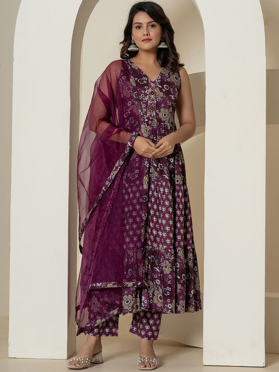 Yufta Floral Printed Tiered Pure Cotton A Line Kurta & Trousers With Dupatta, Purple
Yufta Floral Printed Tiered Pure Cotton A Line Kurta & Trousers With Dupatta, Purple