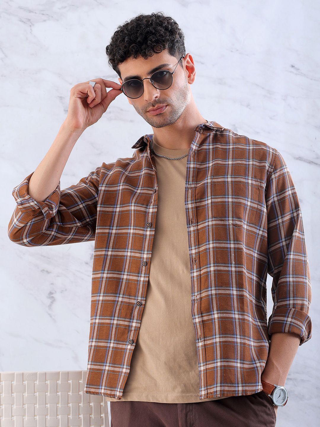 Hardsoda by The Indian Garage Co Men Spread Collar Tartan Checked Slim Fit Casual Shirt, Brown
Hardsoda by The Indian Garage Co Men Spread Collar Tartan Checked Slim Fit Casual Shirt, Brown