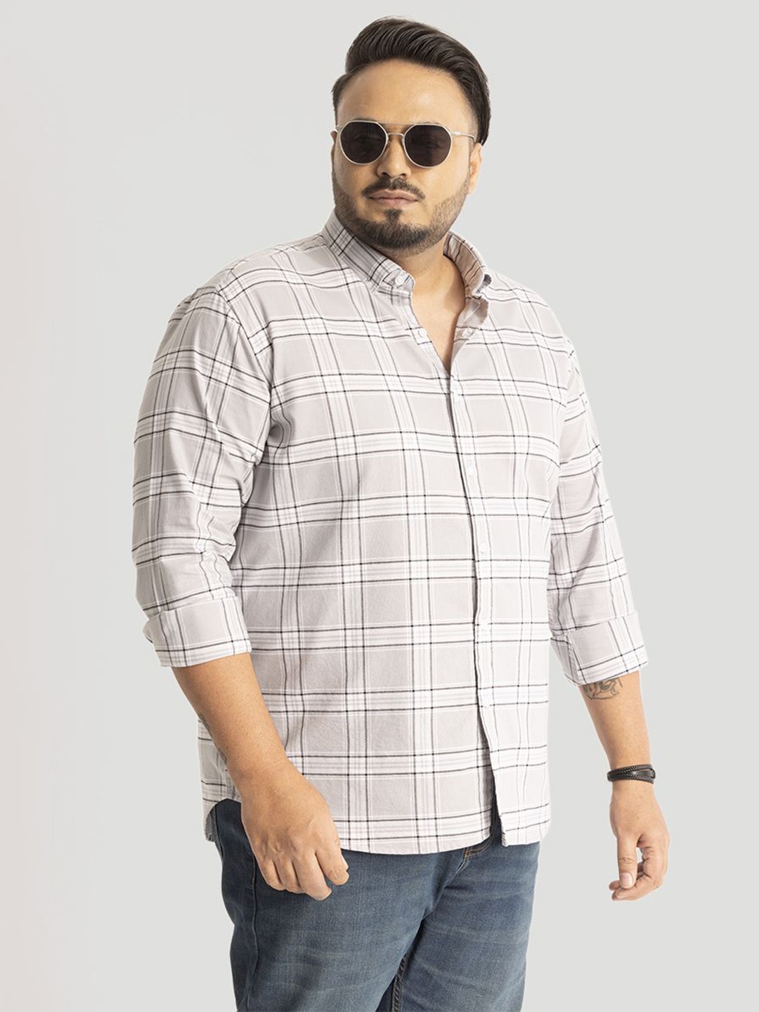 Snitch Men Plus Size Classic Button-Down Collar Tartan Checked Cotton Casual Shirt, Grey
Snitch Men Plus Size Classic Button-Down Collar Tartan Checked Cotton Casual Shirt, Grey
