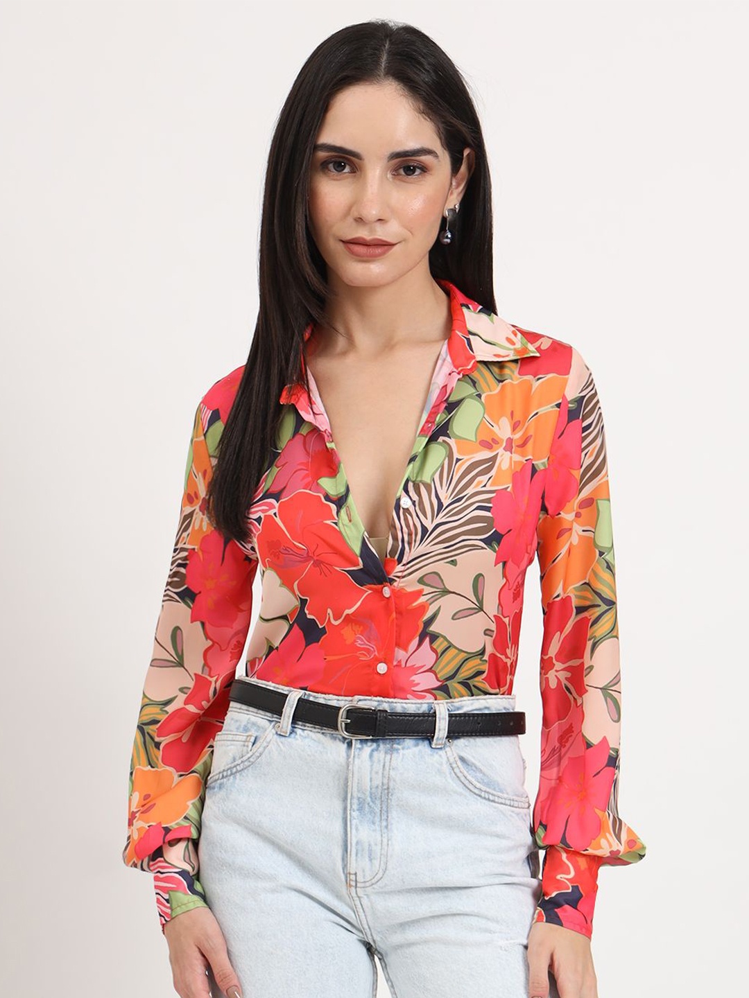 AMSWAN Women Premium Spread Collar Floral Printed Relaxed Fit Casual Shirt, Red
AMSWAN Women Premium Spread Collar Floral Printed Relaxed Fit Casual Shirt, Red