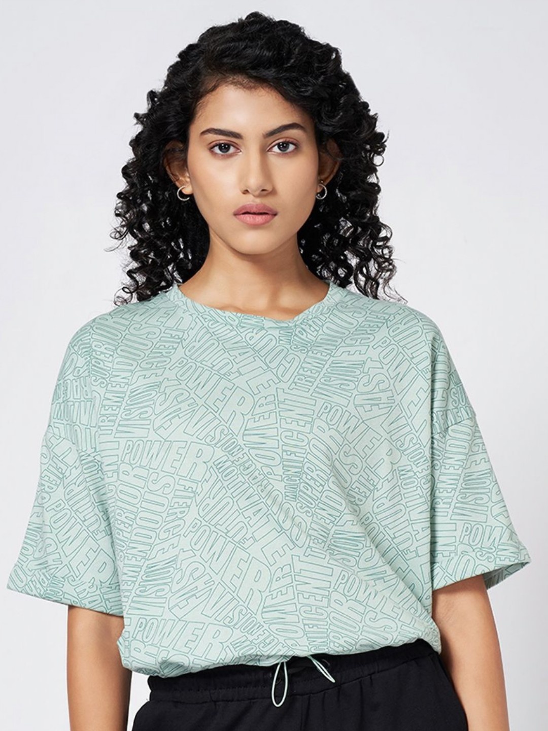 Ajile by Pantaloons Women Typography Printed Round Neck Cotton Oversized T-Shirt, Green
Ajile by Pantaloons Women Typography Printed Round Neck Cotton Oversized T-Shirt, Green